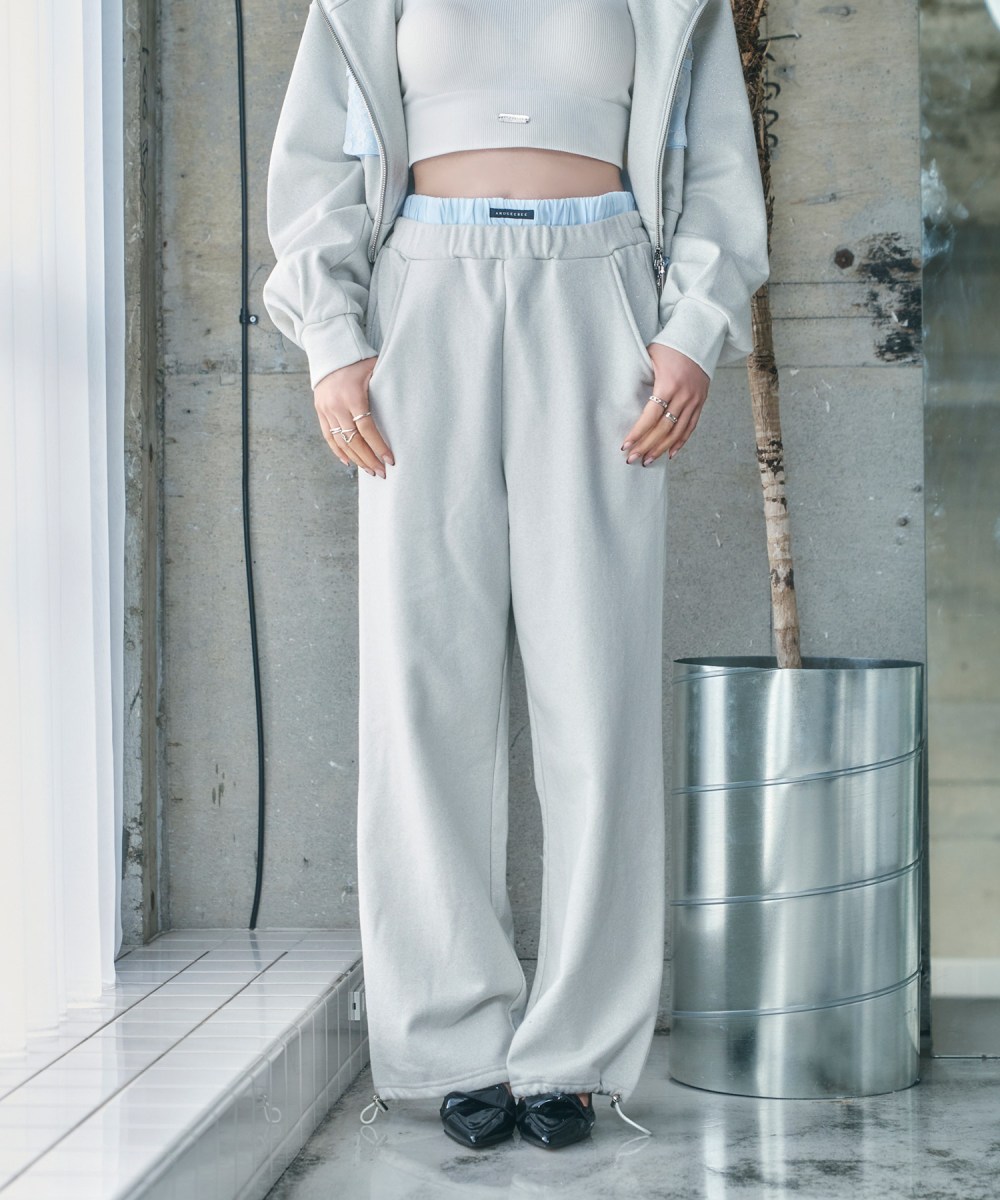 UNISEX 2WAYハートシャツ ダブルウエストラメスウェットパンツ SET