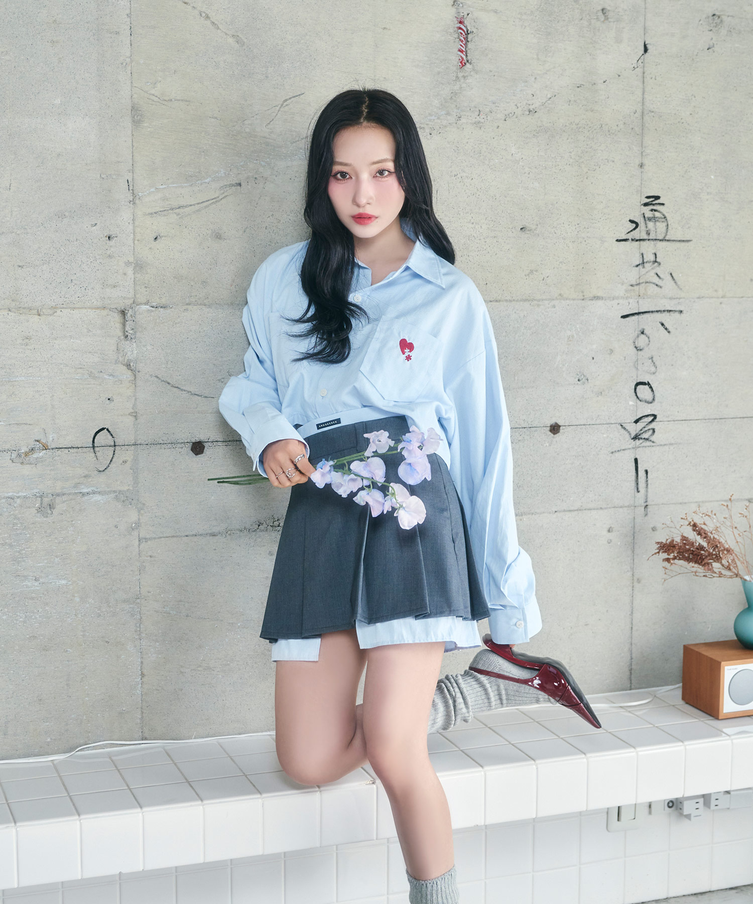 レイヤードシャツスカパン