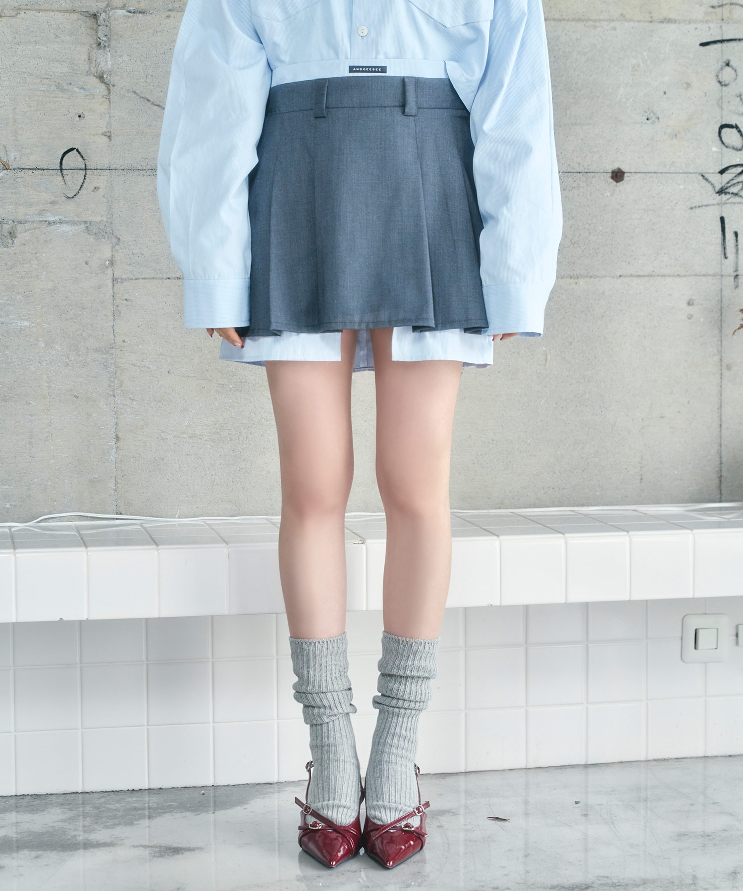 レイヤードシャツスカパン