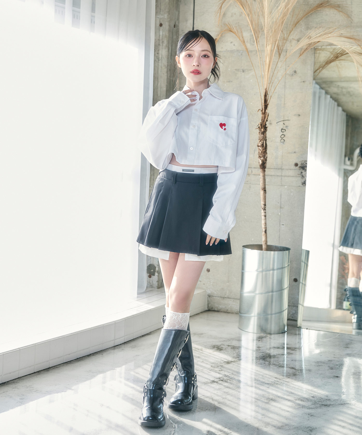 レイヤードシャツスカパン