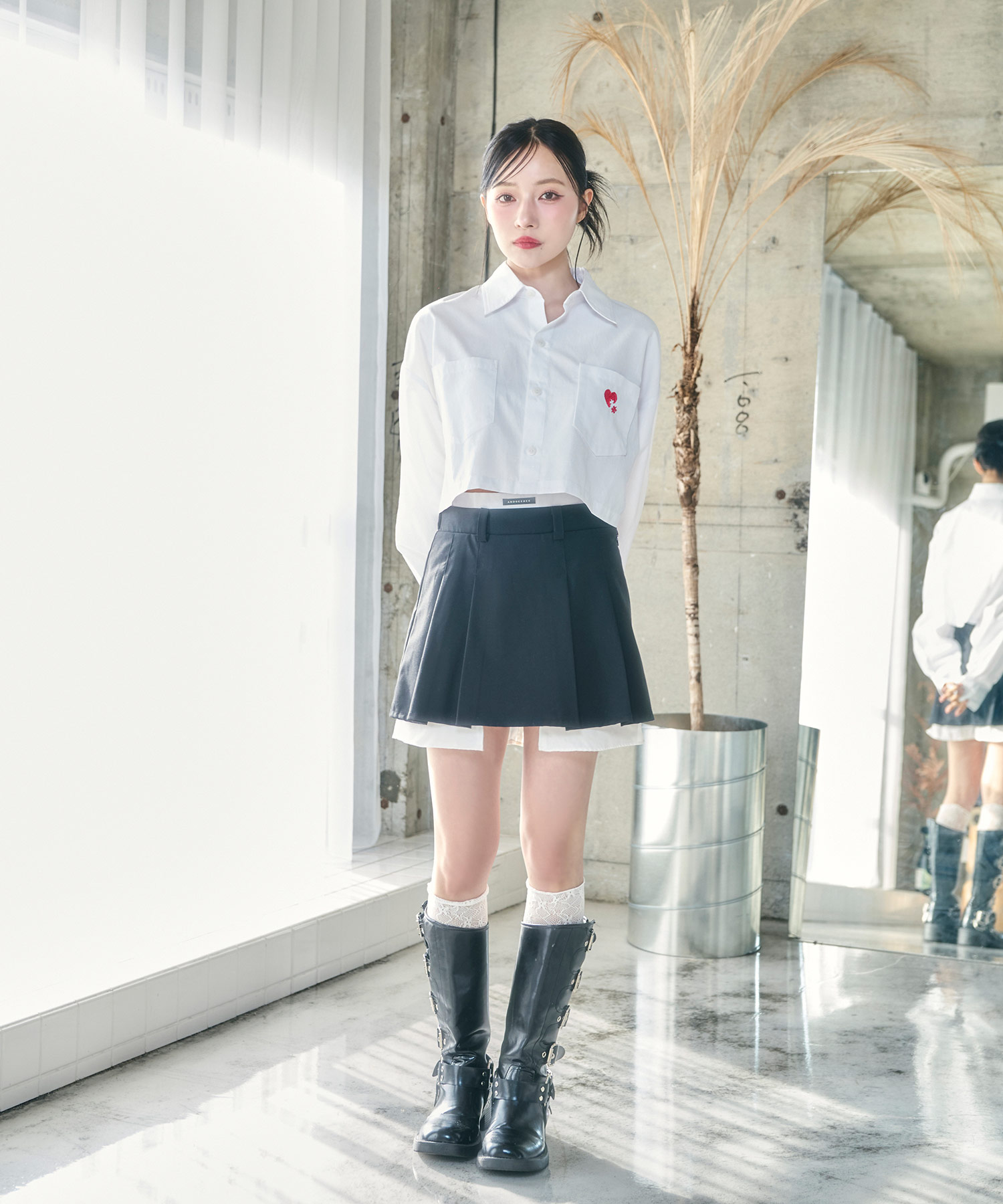 レイヤードシャツスカパン