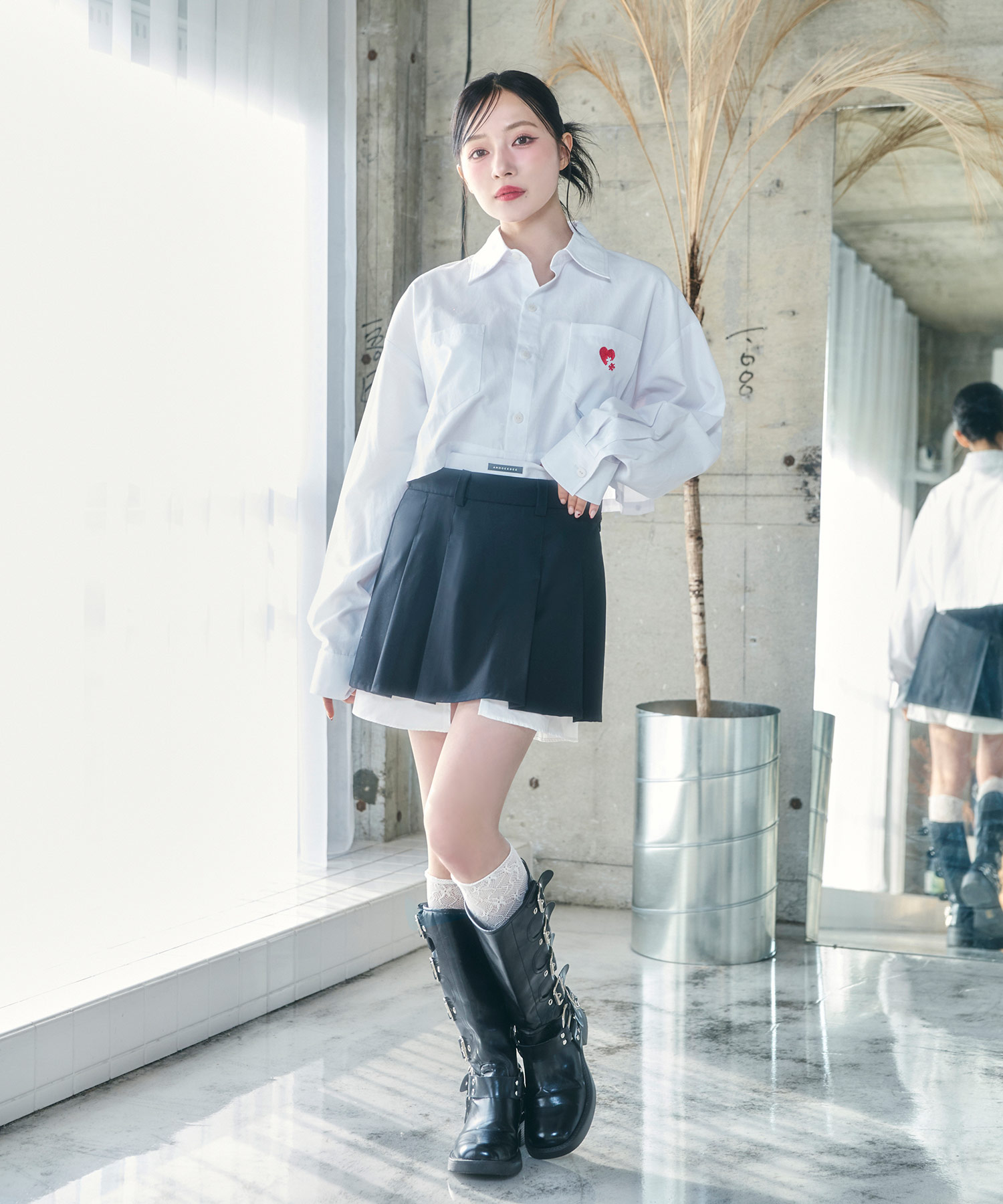 レイヤードシャツスカパン