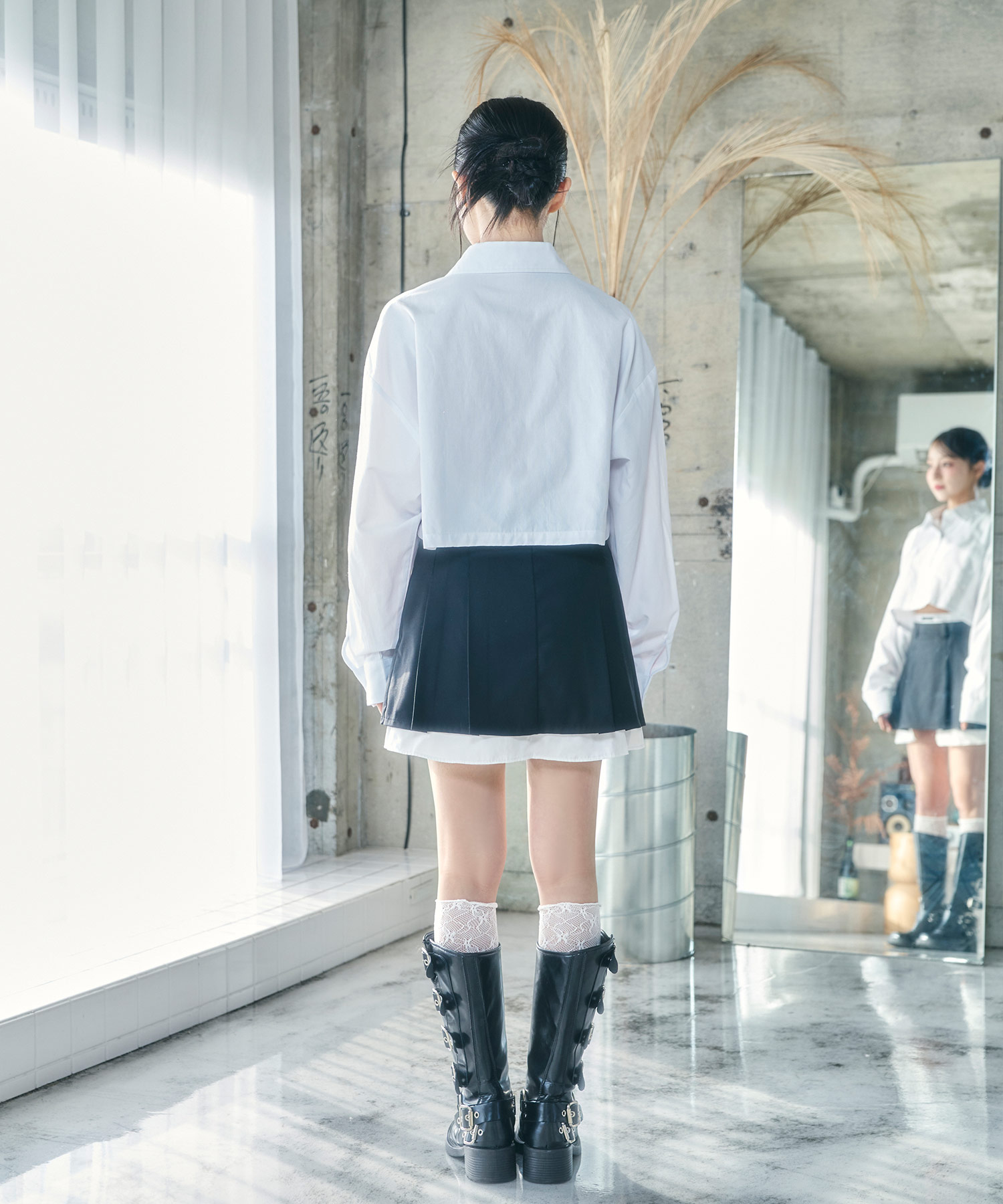 レイヤードシャツスカパン