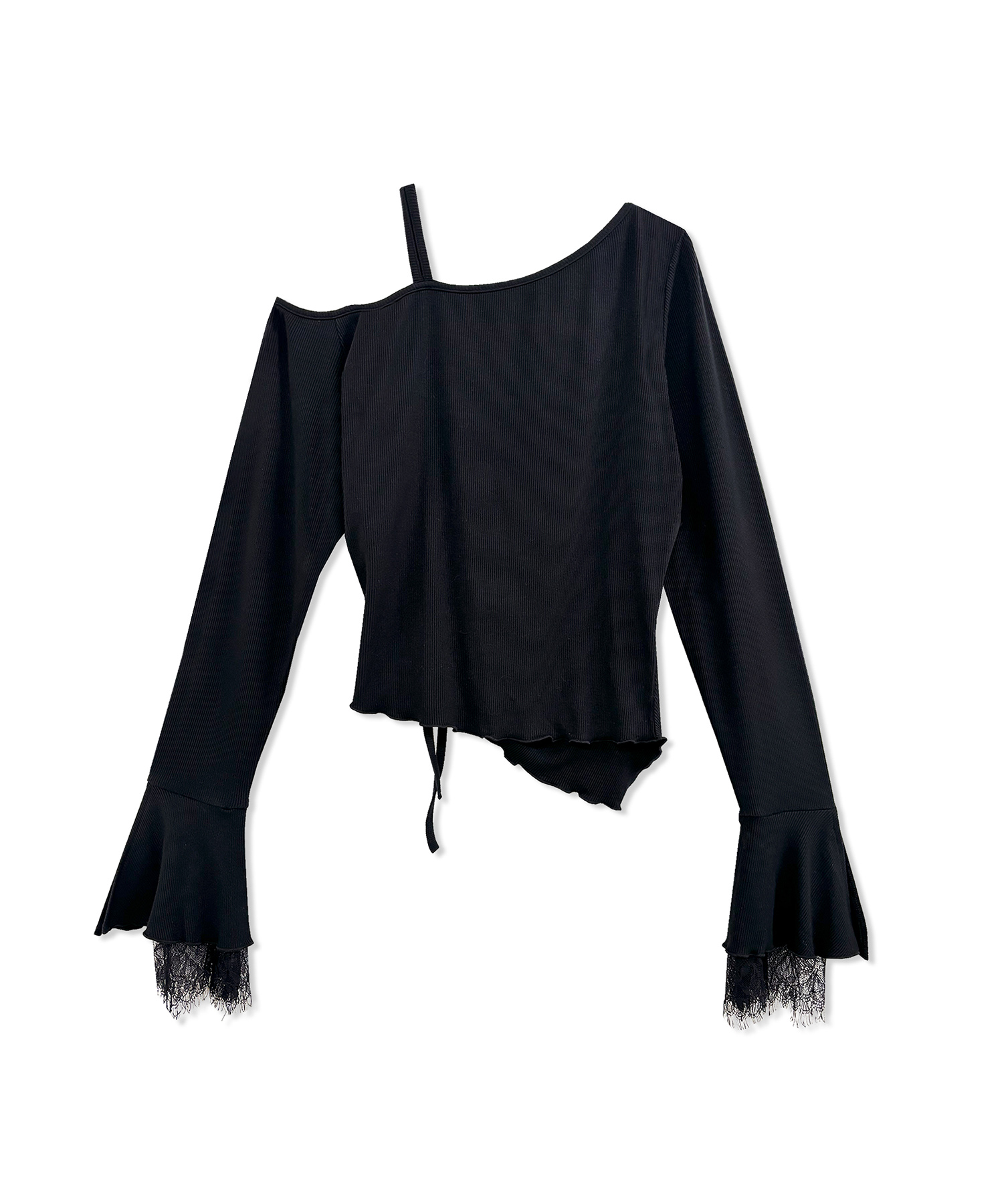 ギャザーリボンリブトップス