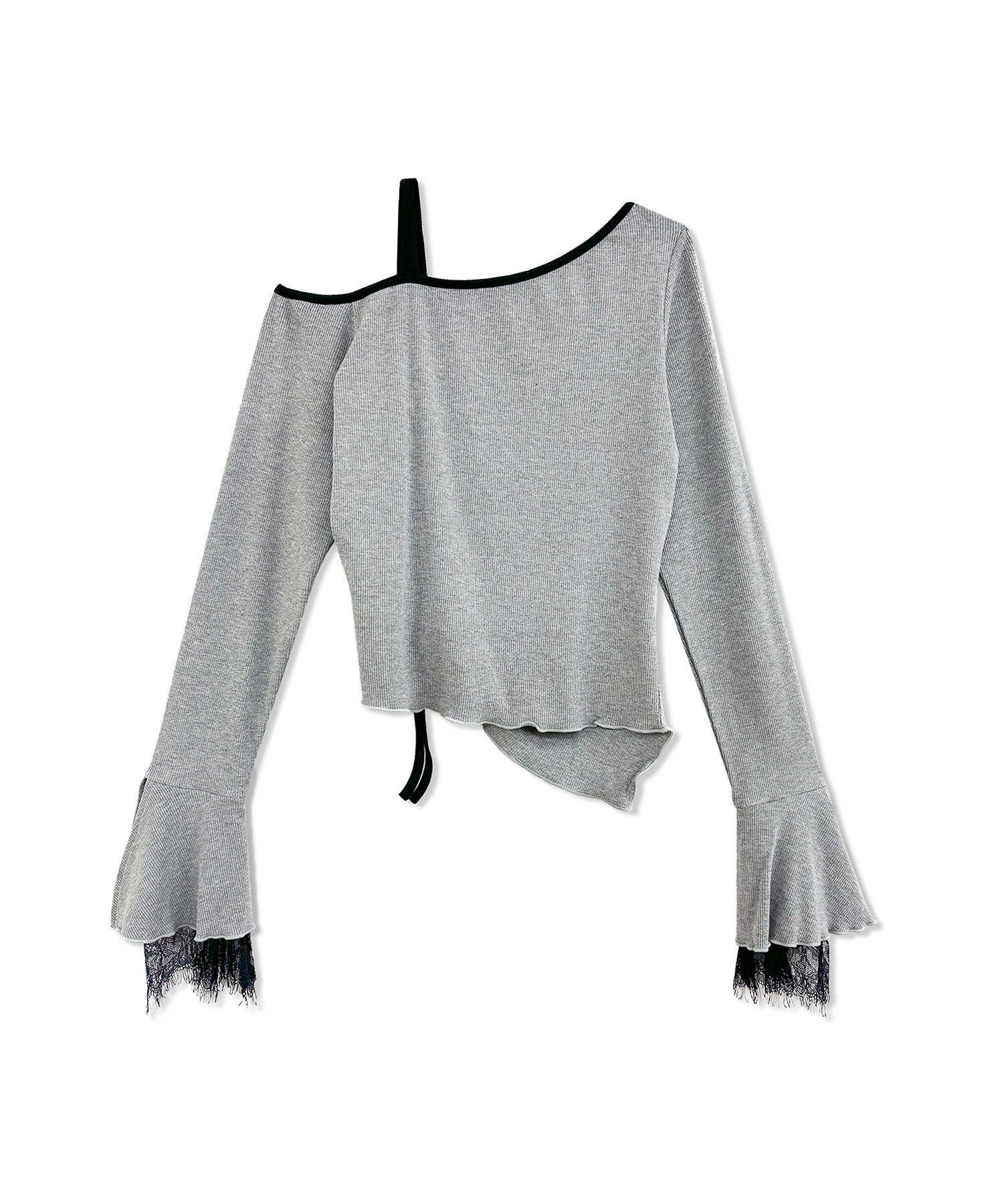 ギャザーリボンリブトップス