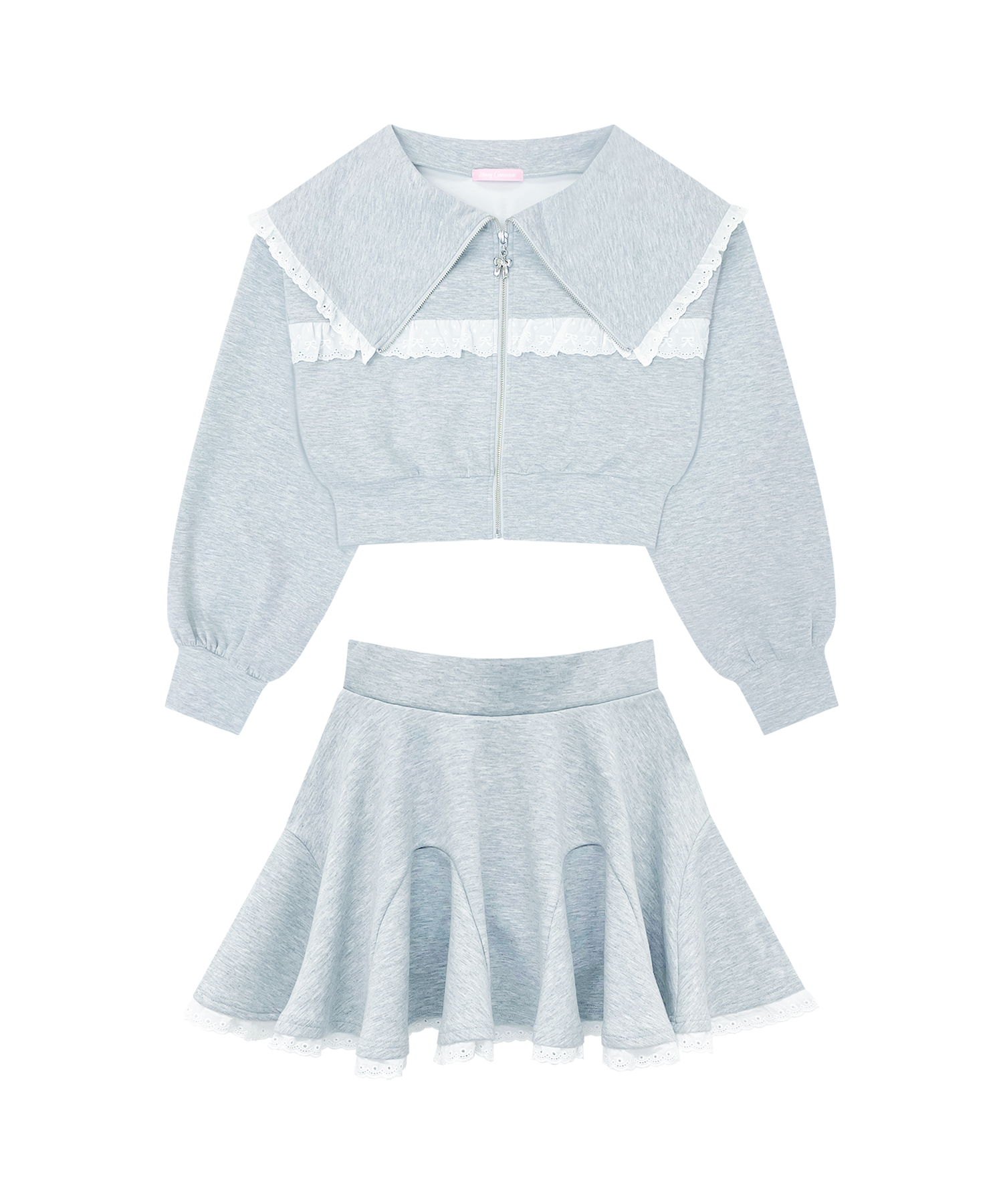 コットンレースビッグカラーセットアップ