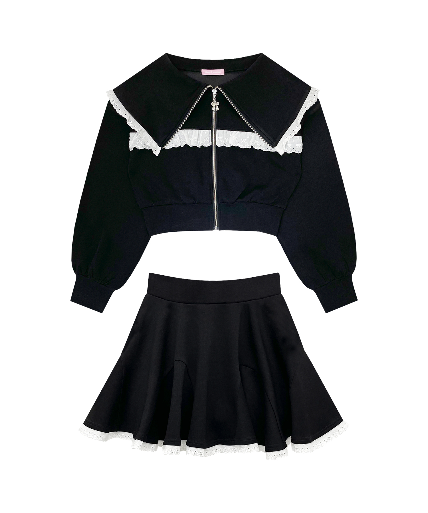 コットンレースビッグカラーセットアップ