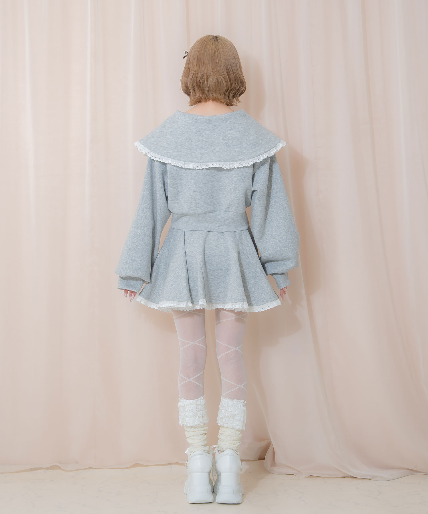 コットンレースビッグカラーセットアップ