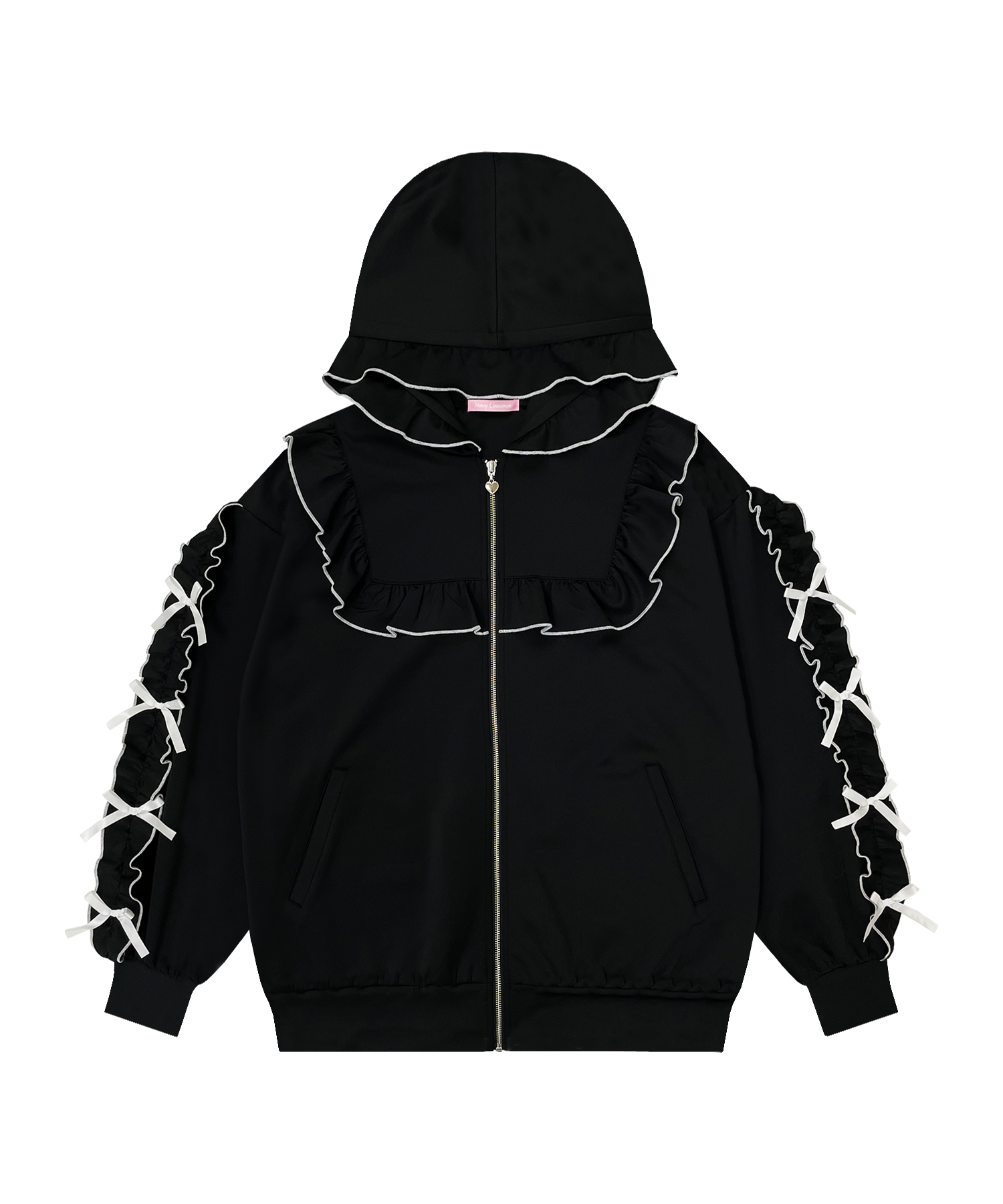 袖リボン配色フリルジャージ