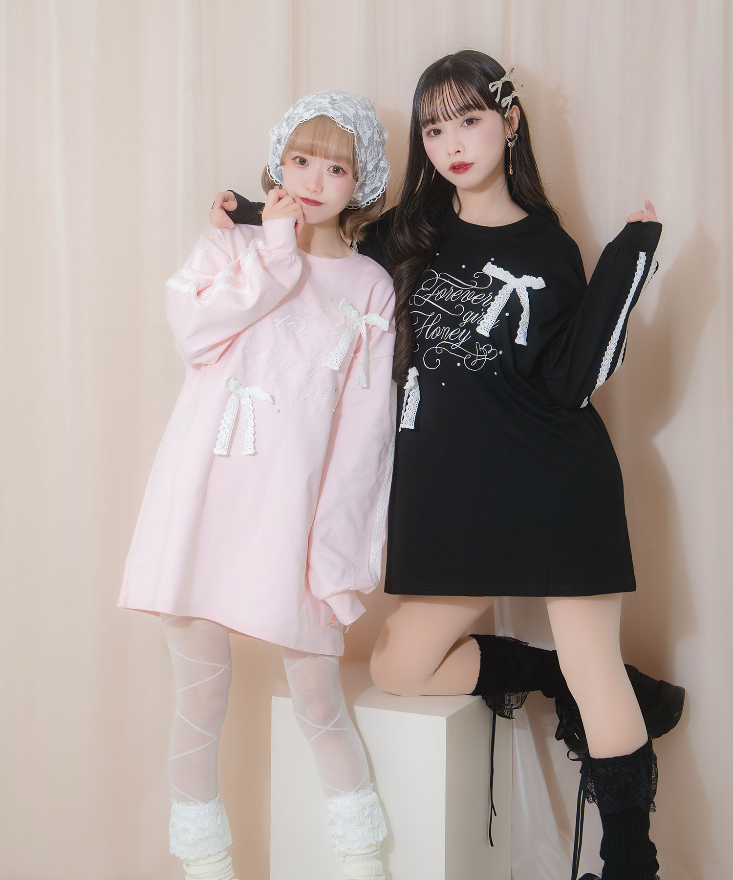tシャツ レースラインロゴ刺繍リボンロンT レディース レースラインロゴ刺繍リボンロンT – BUNNY APARTMENT
