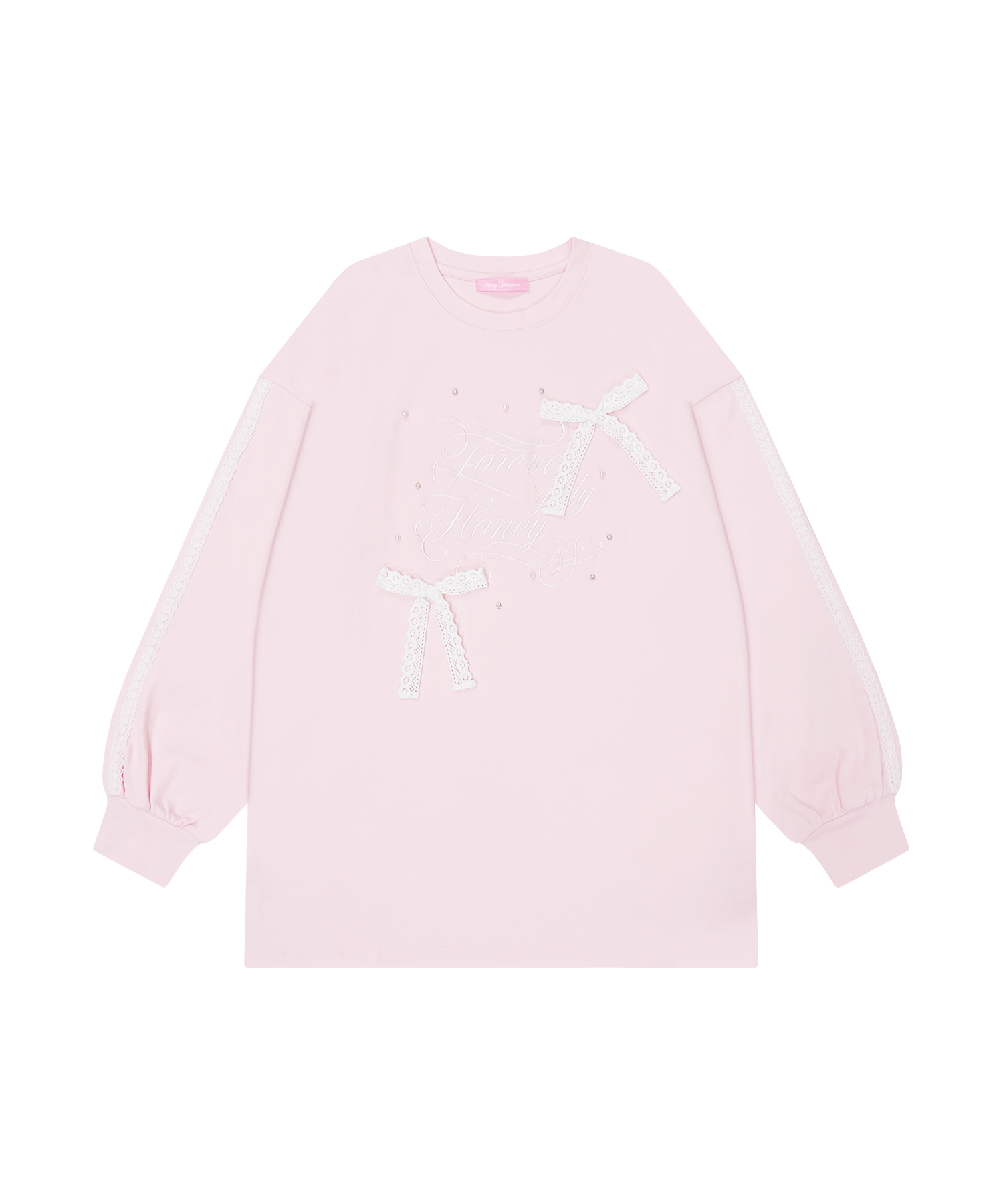 レースラインロゴ刺繍リボンロンT