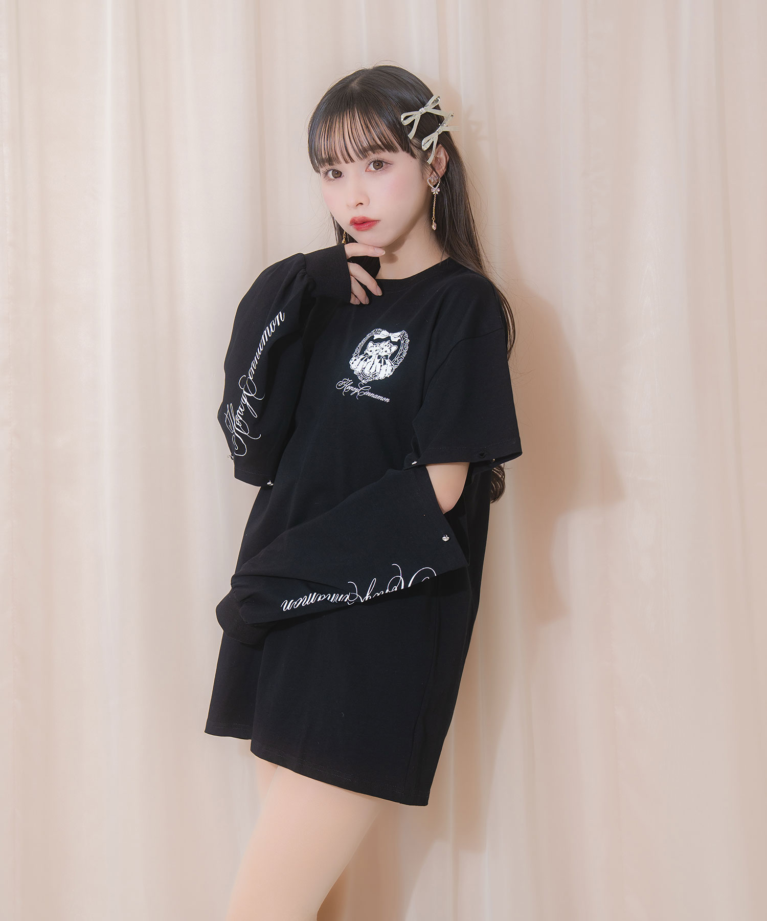 Honey cat 袖スリットロンT