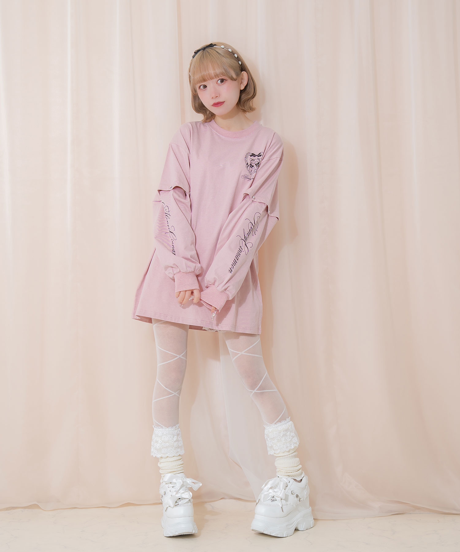 Honey cat 袖スリットロンT