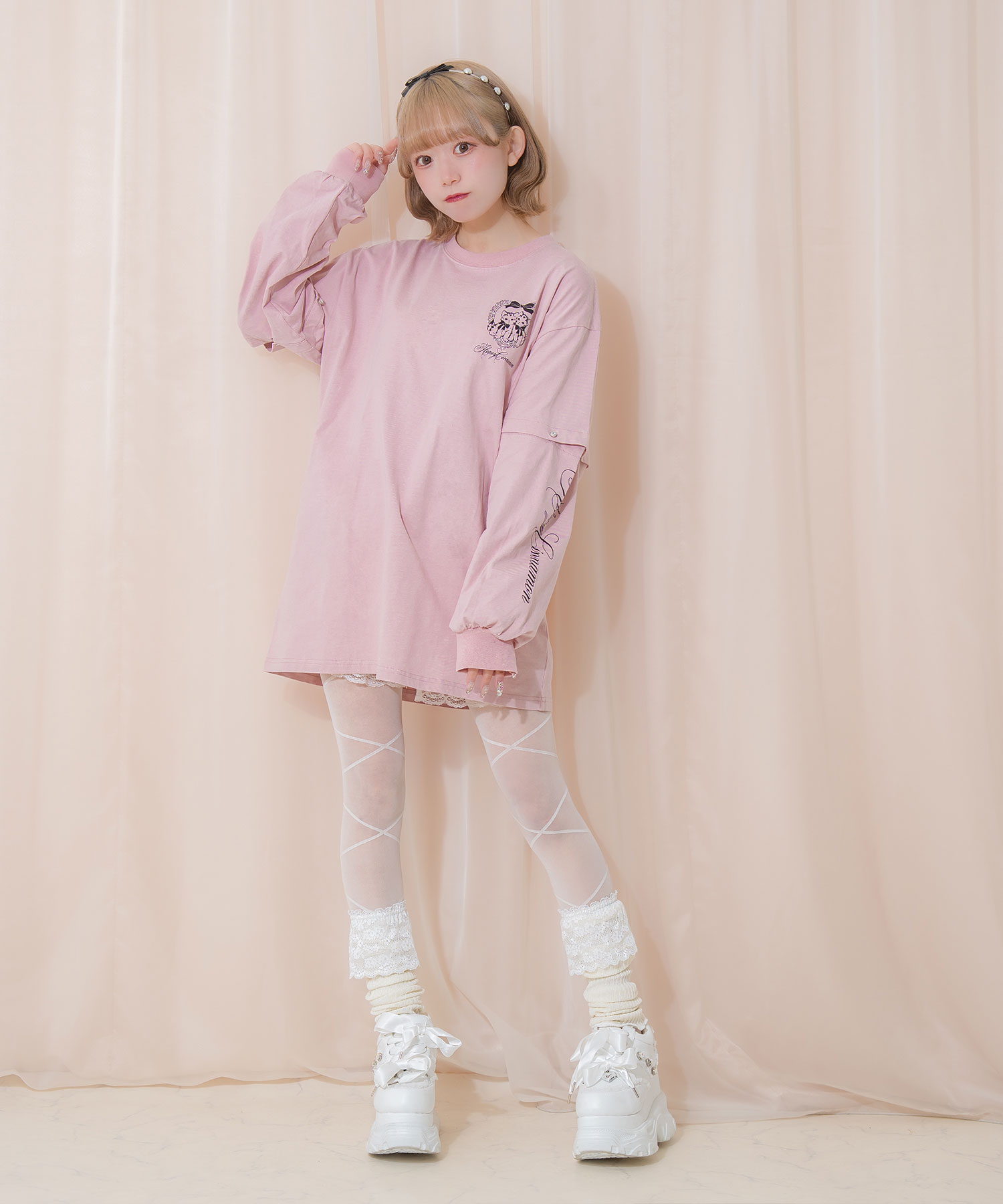 Honey cat 袖スリットロンT