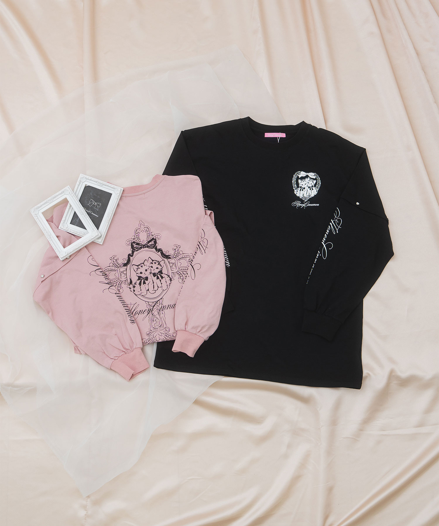 Honey cat 袖スリットロンT