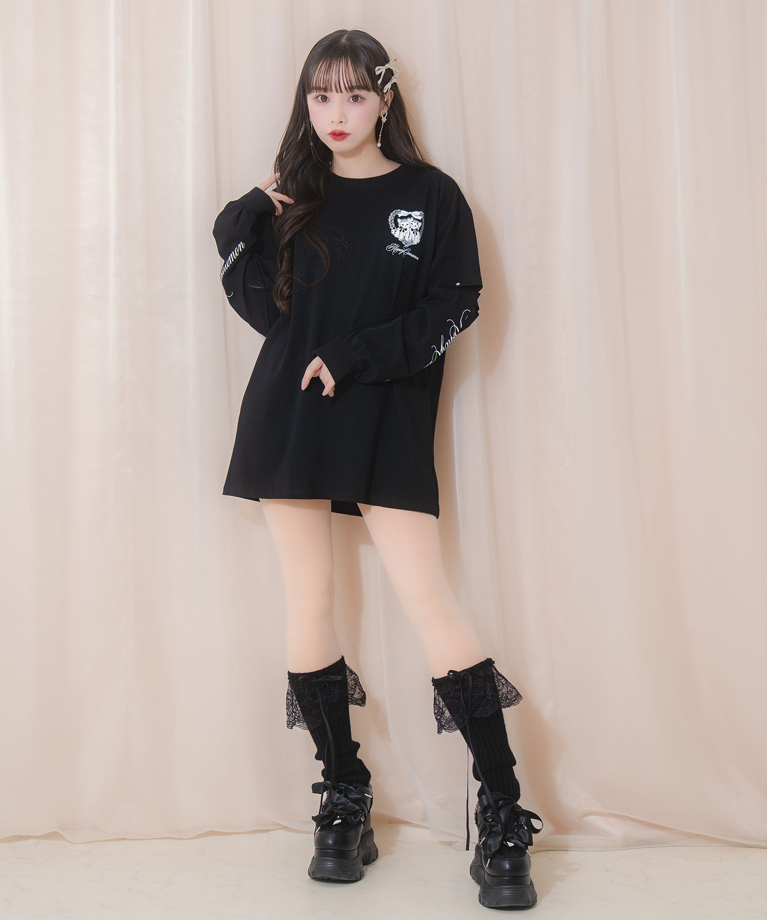 Honey cat 袖スリットロンT