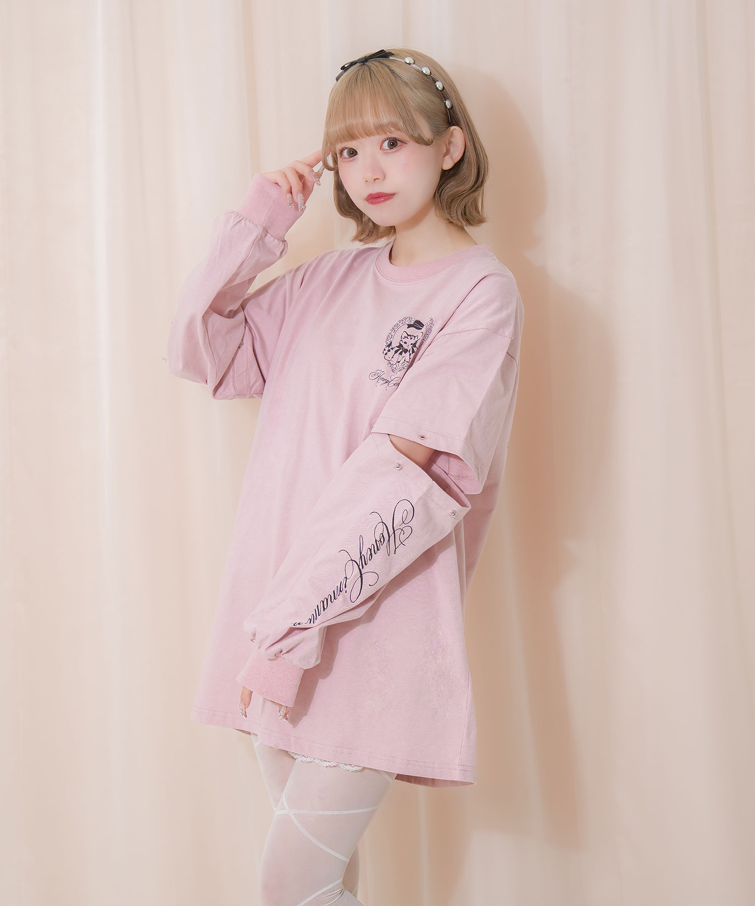 Honey cat 袖スリットロンT