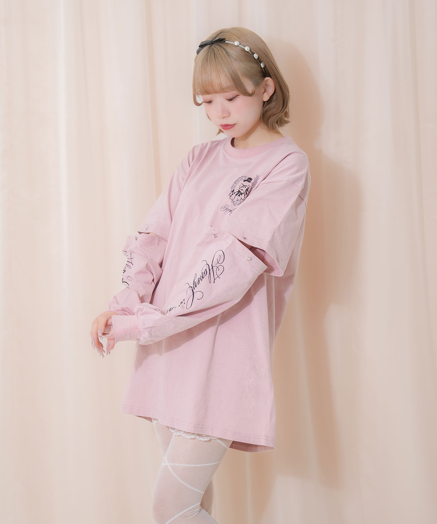 Honey cat 袖スリットロンT