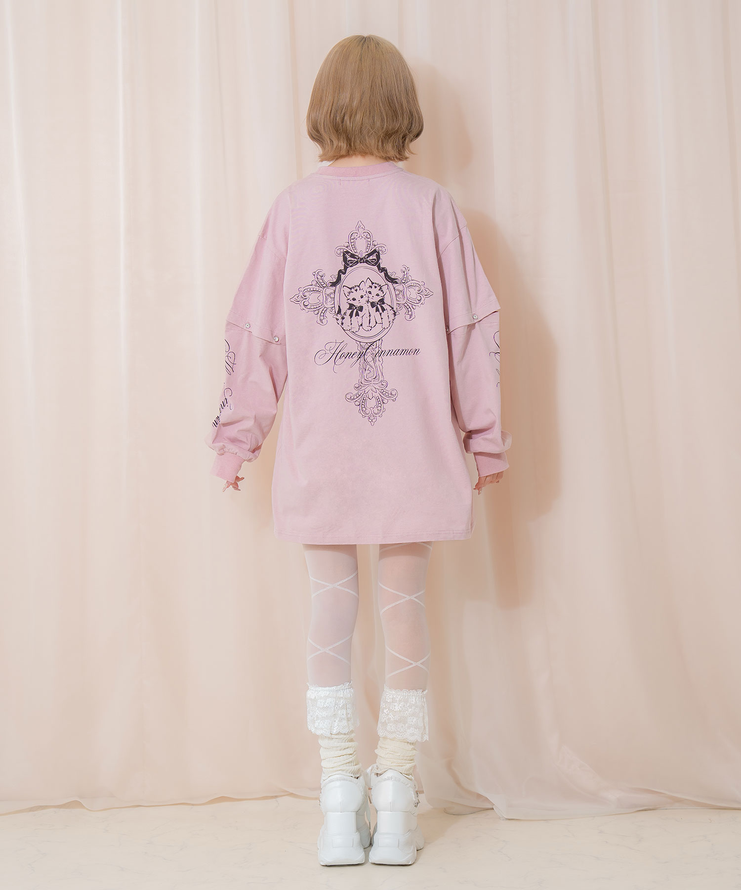 Honey cat 袖スリットロンT