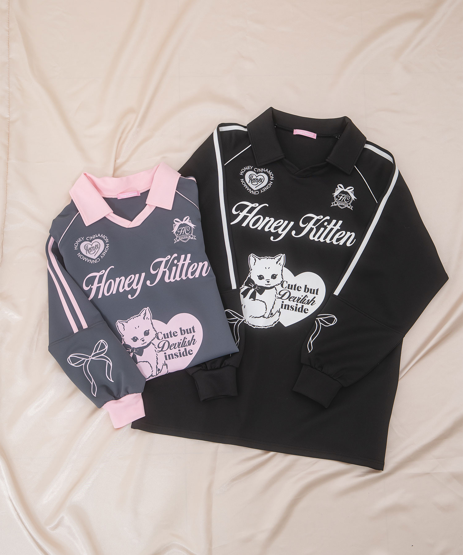 Honey Kitten袖ラインユニフォームトップス