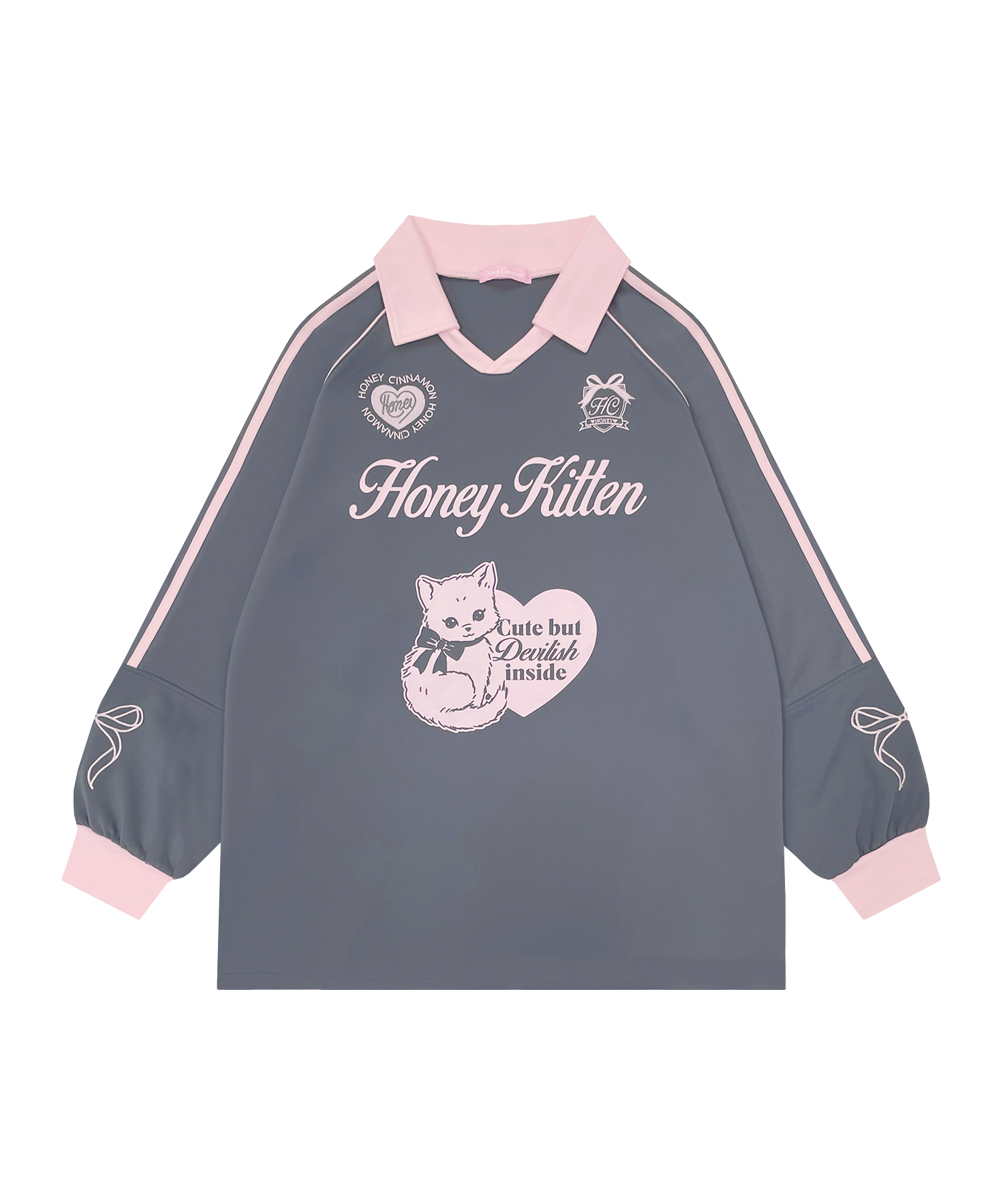 Honey Kitten袖ラインユニフォームトップス