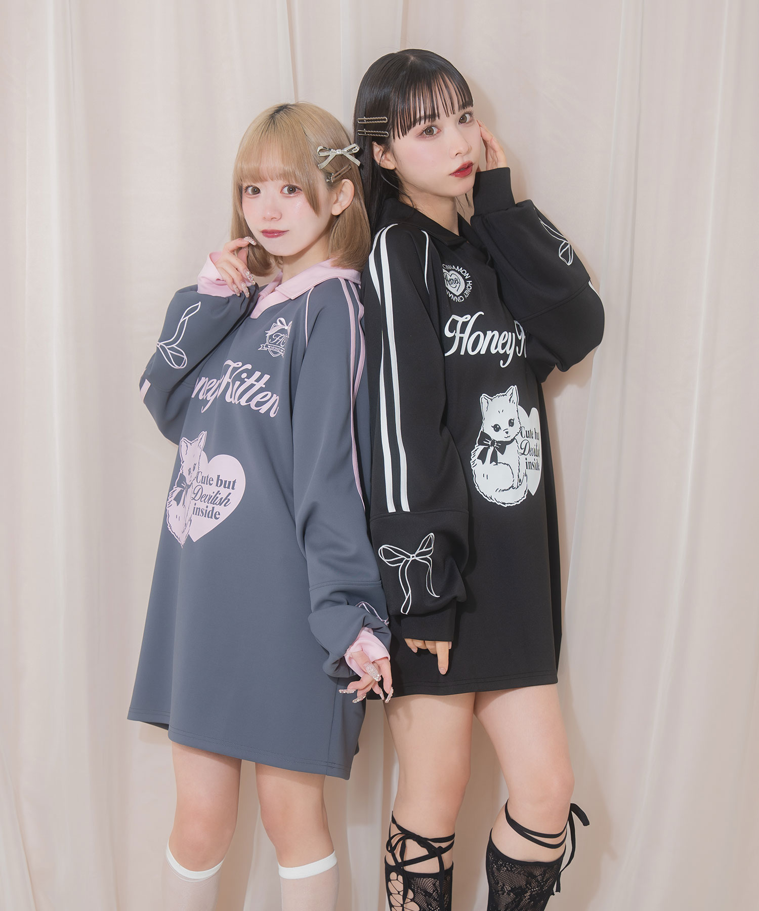 Honey Kitten袖ラインユニフォームトップス