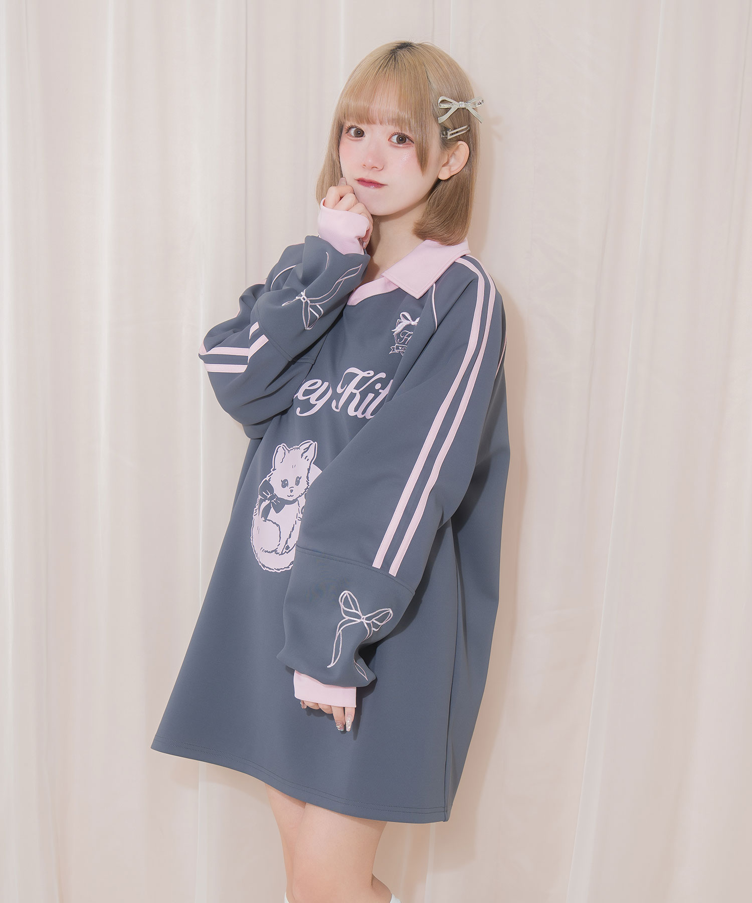 Honey Kitten袖ラインユニフォームトップス