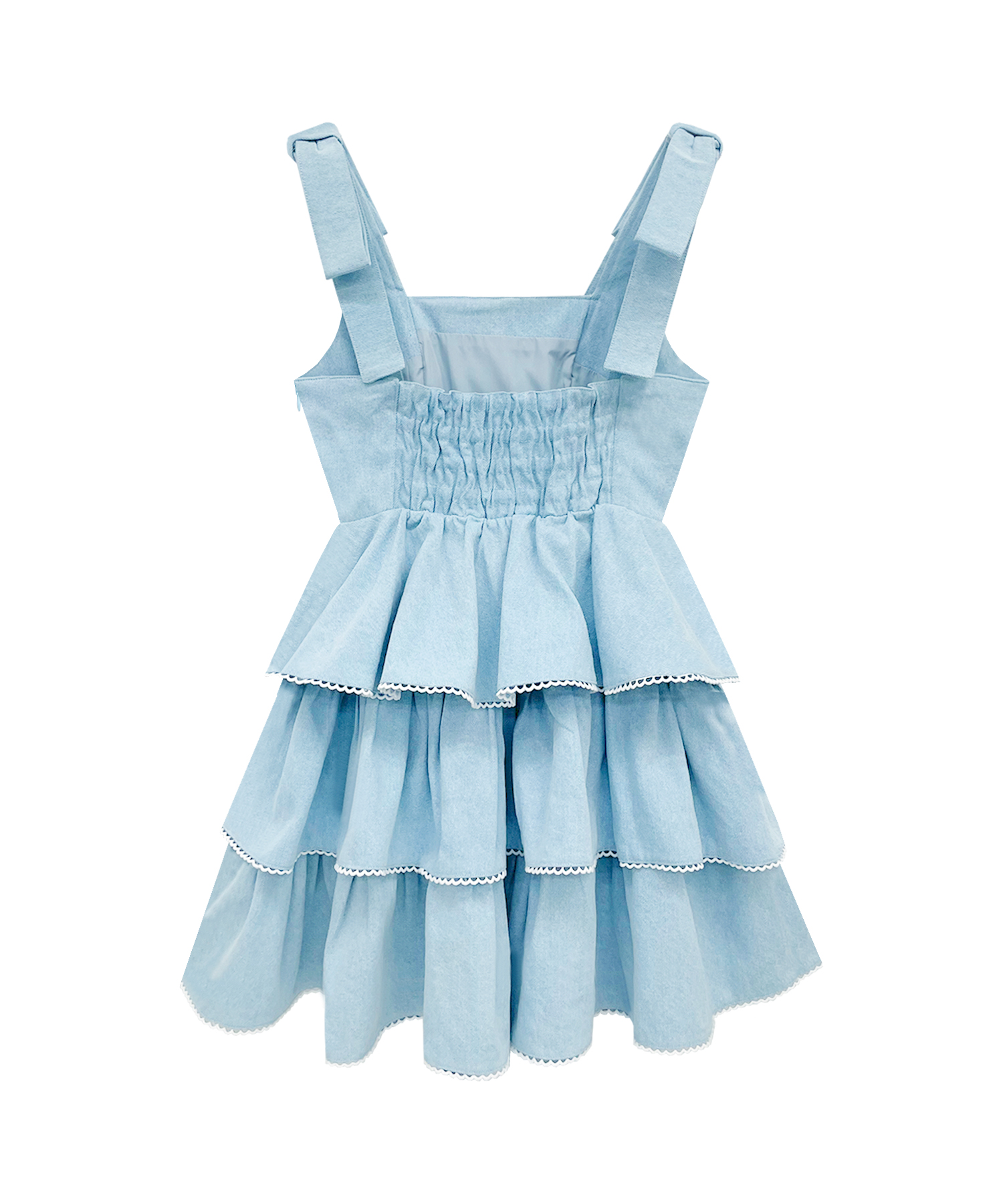 肩リボン3段ジャンパースカート