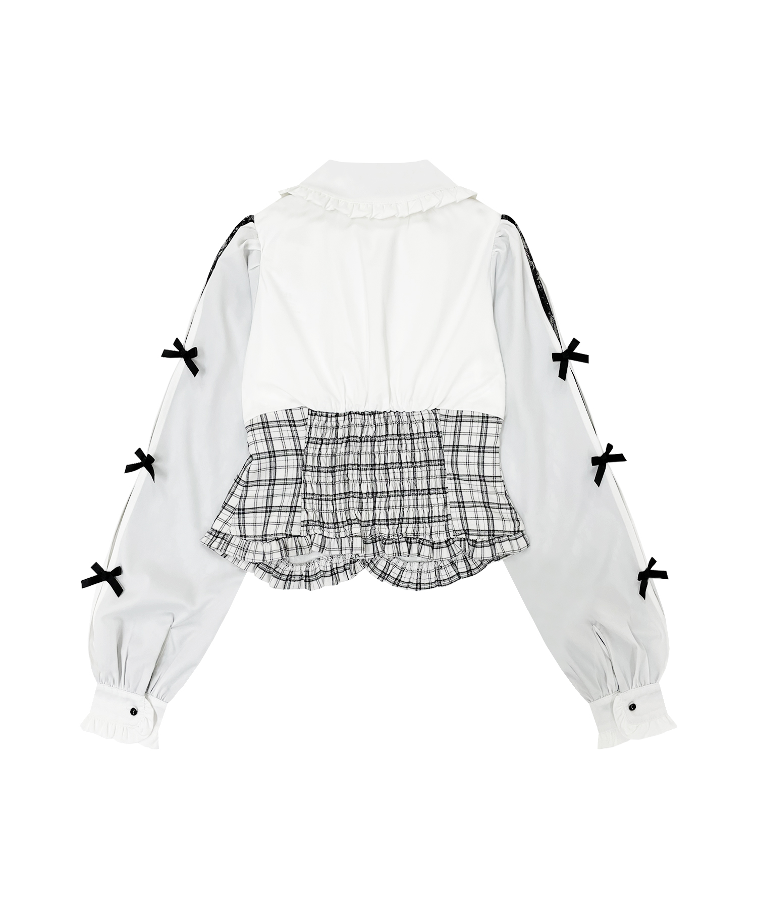 ラッフルレース配色チェックセットアップ