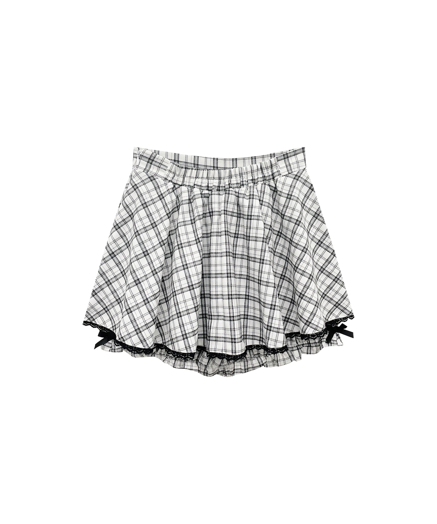 ラッフルレース配色チェックセットアップ