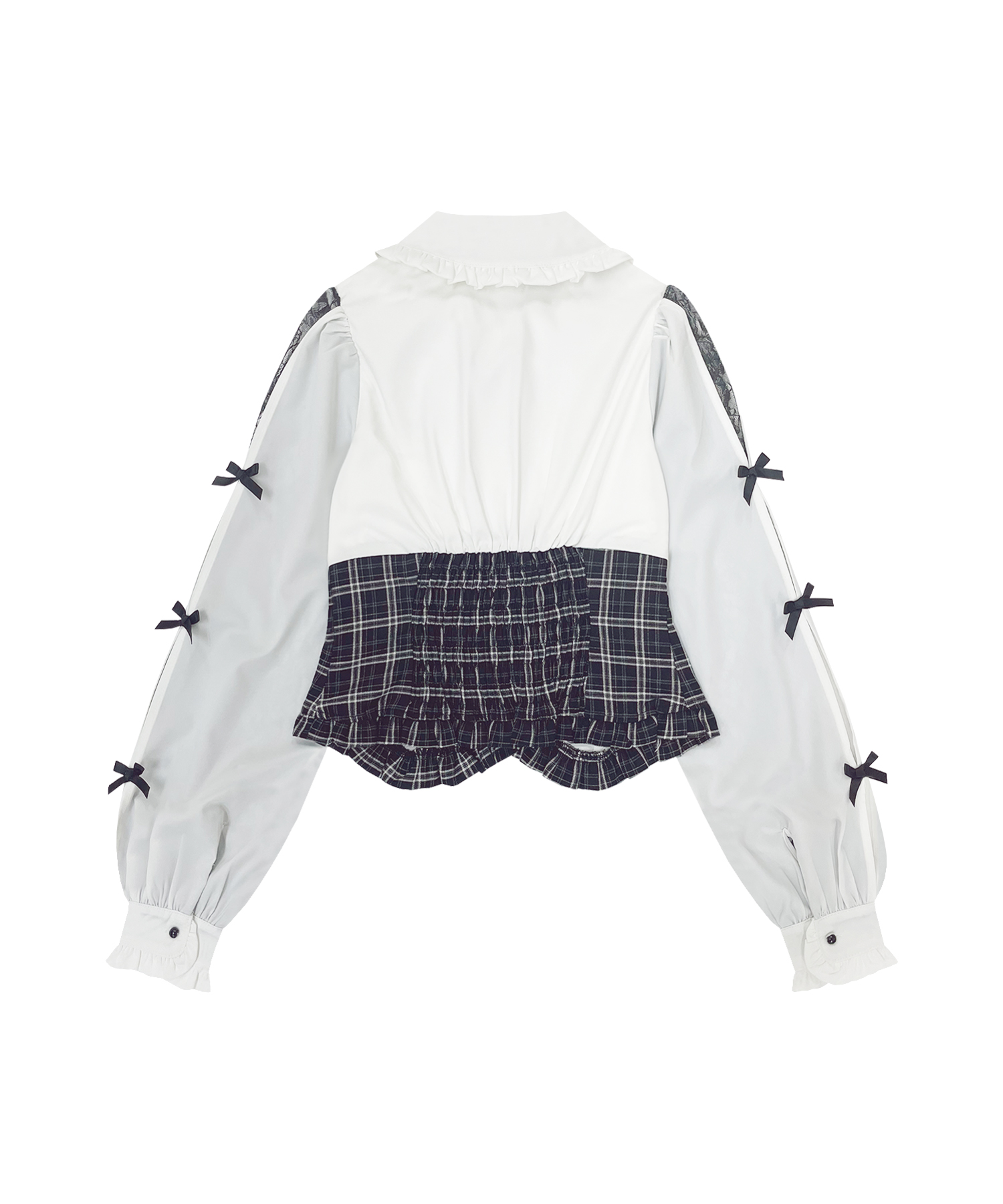 ラッフルレース配色チェックセットアップ