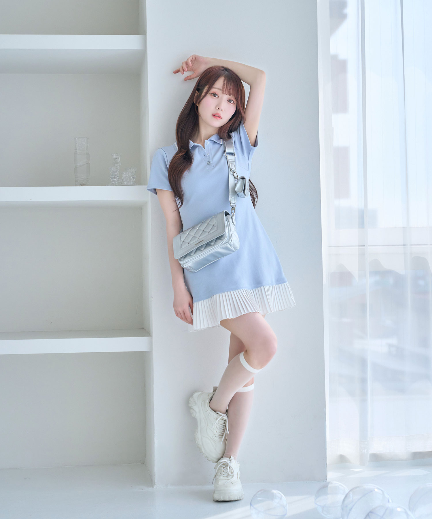 logo embroidery pleats polo op – BUNNY APARTMENT