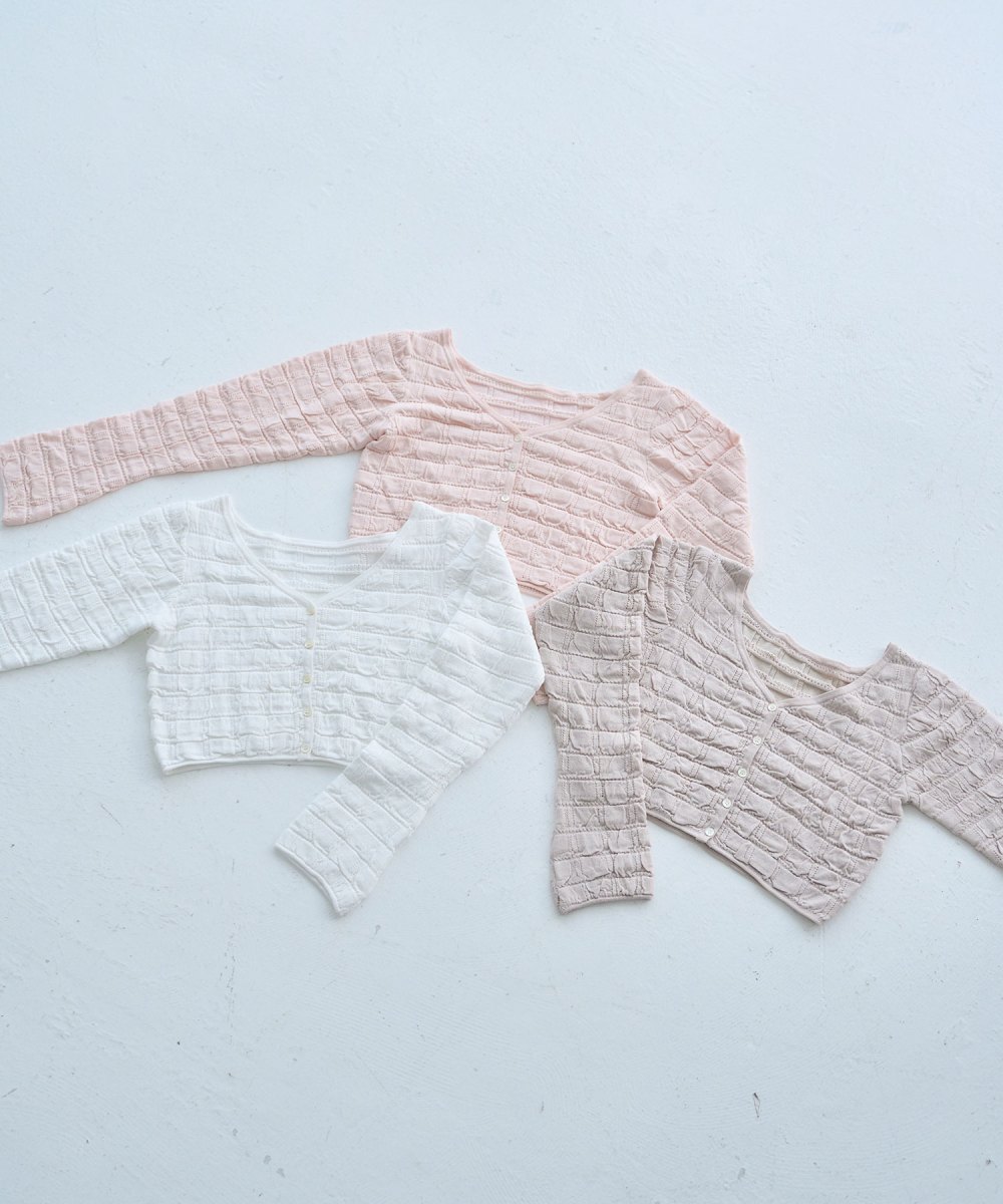 cut shirring knit cardigan