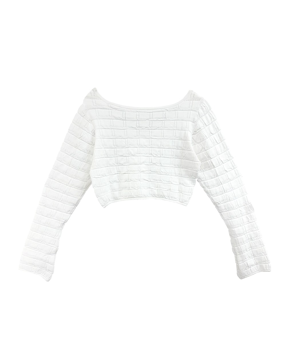 cut shirring knit cardigan