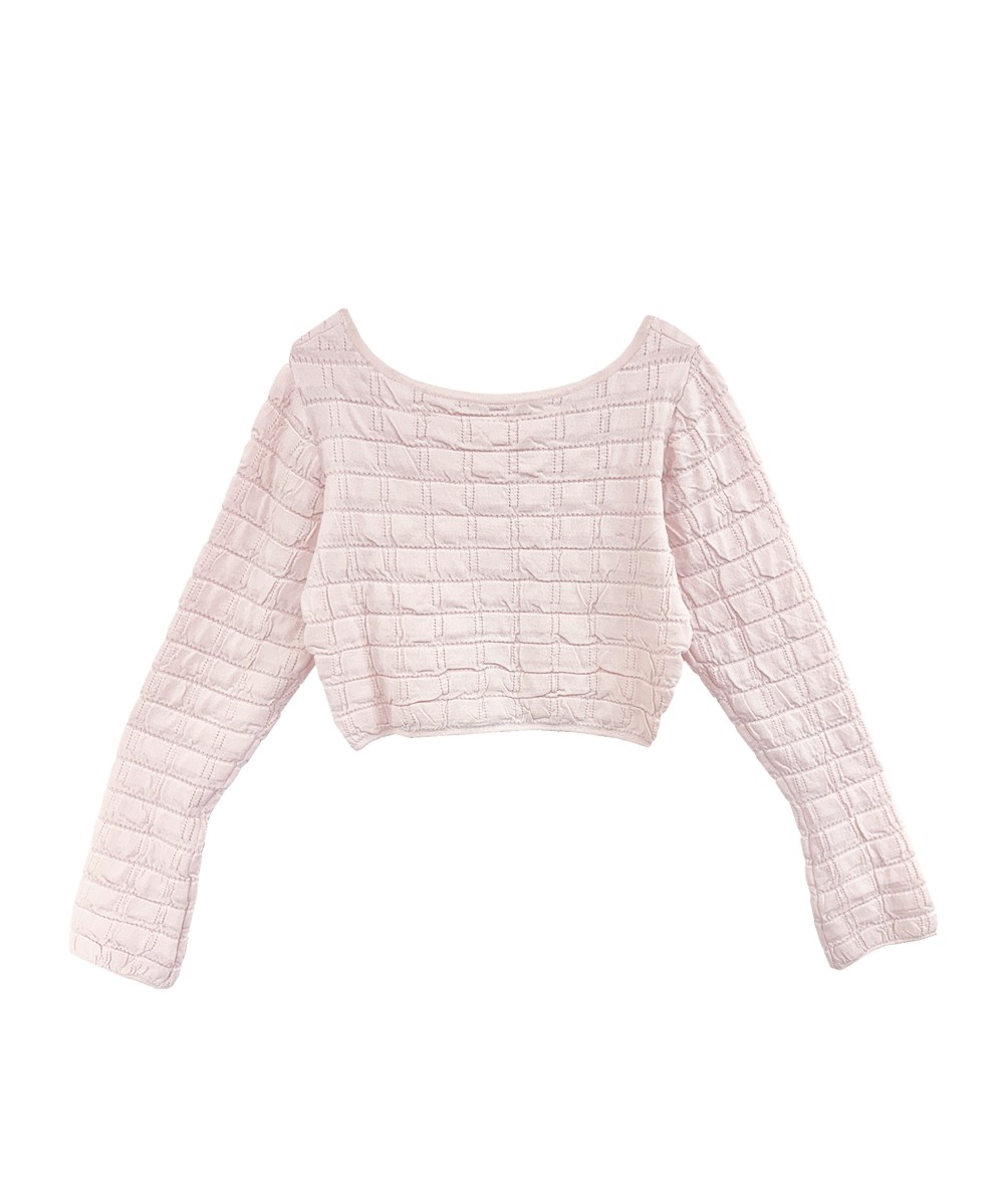 cut shirring knit cardigan