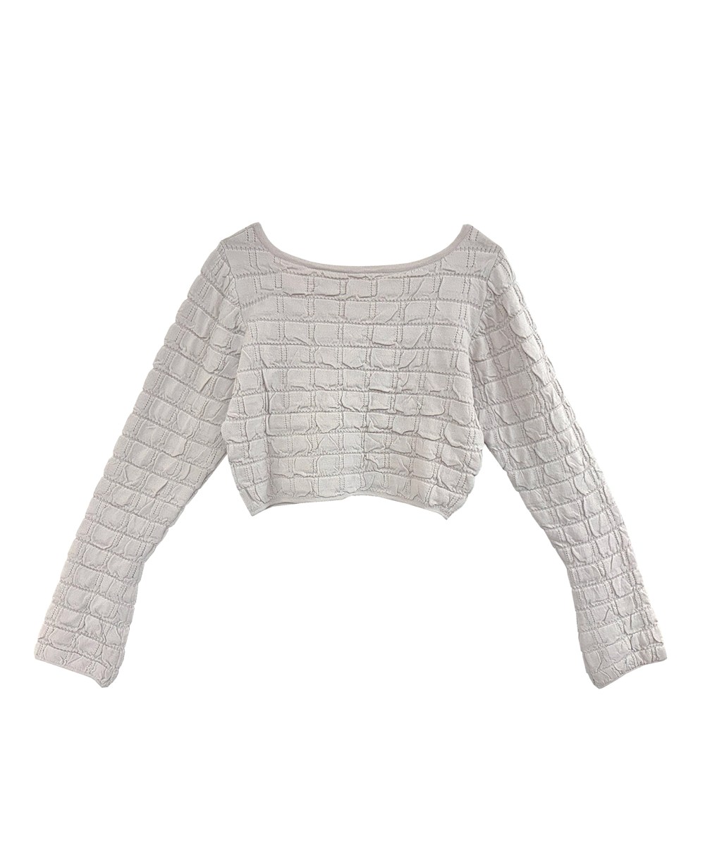 cut shirring knit cardigan