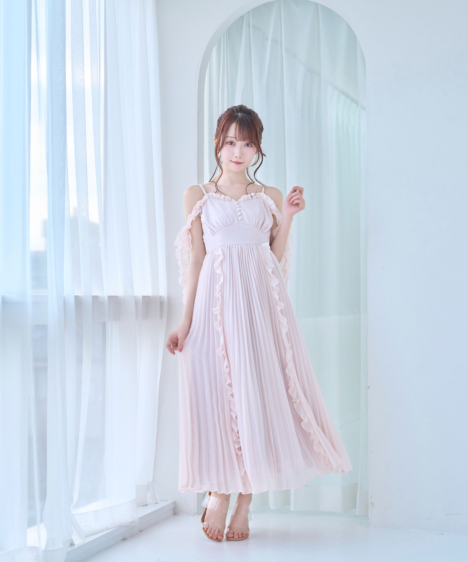 ロゼミューズ frill pleats airy cami op ピンク frill pleats airy cami o/p – BUNNY APARTMENT