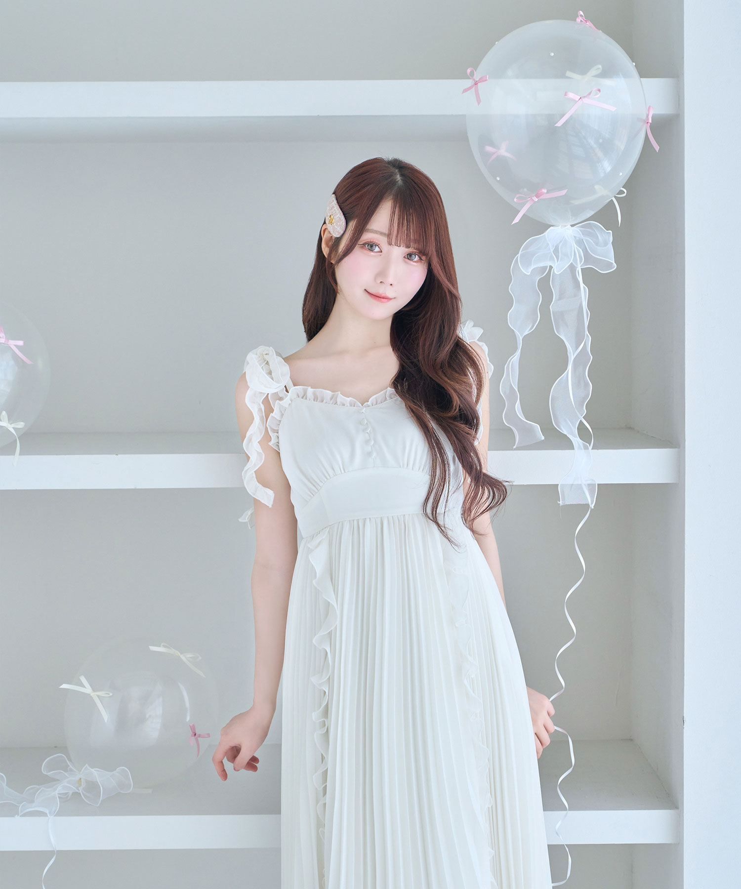 Wzipオフショルニット×チュールキャミワンピースSET(M