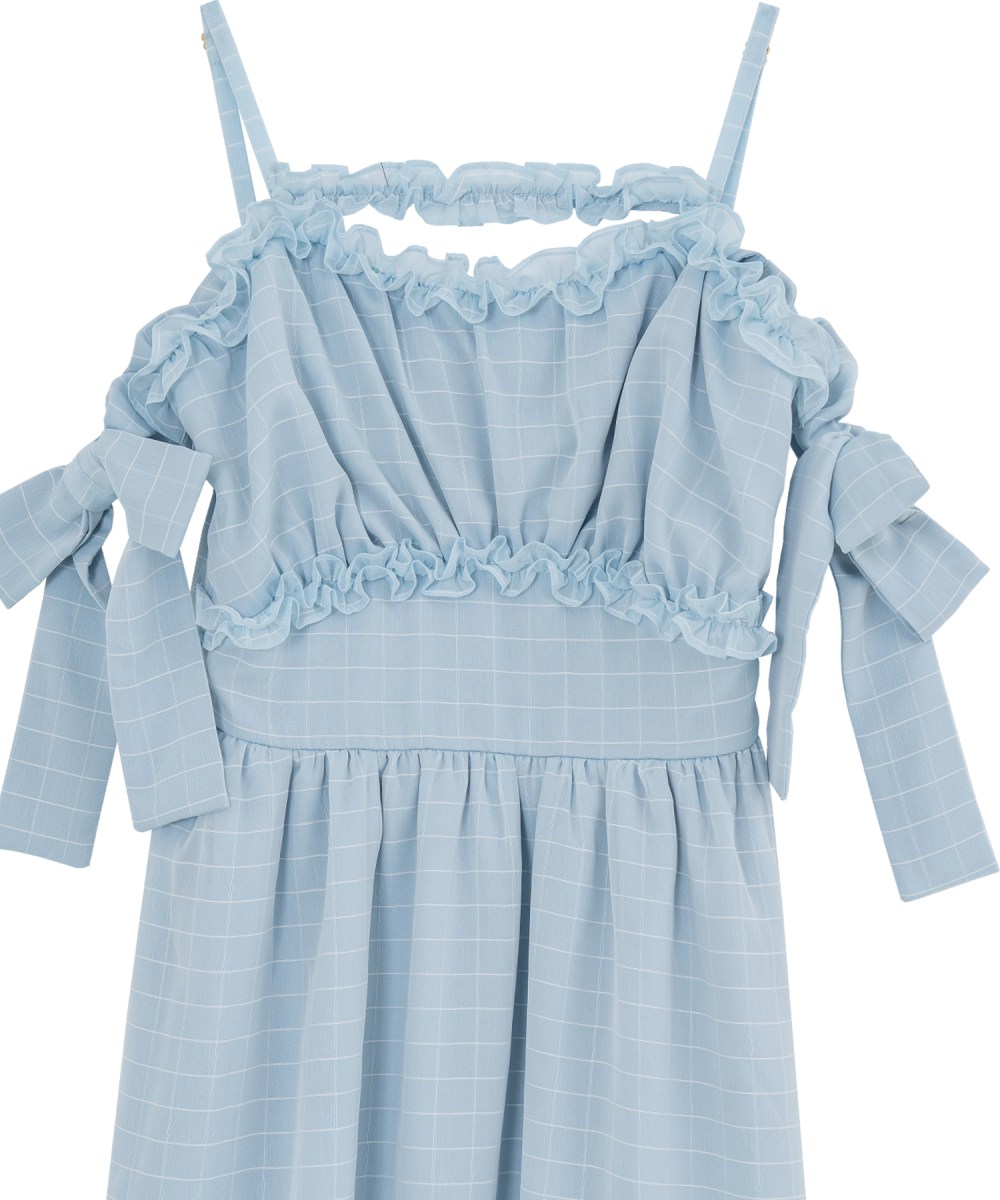 sheer plaid ribbon cami o/p