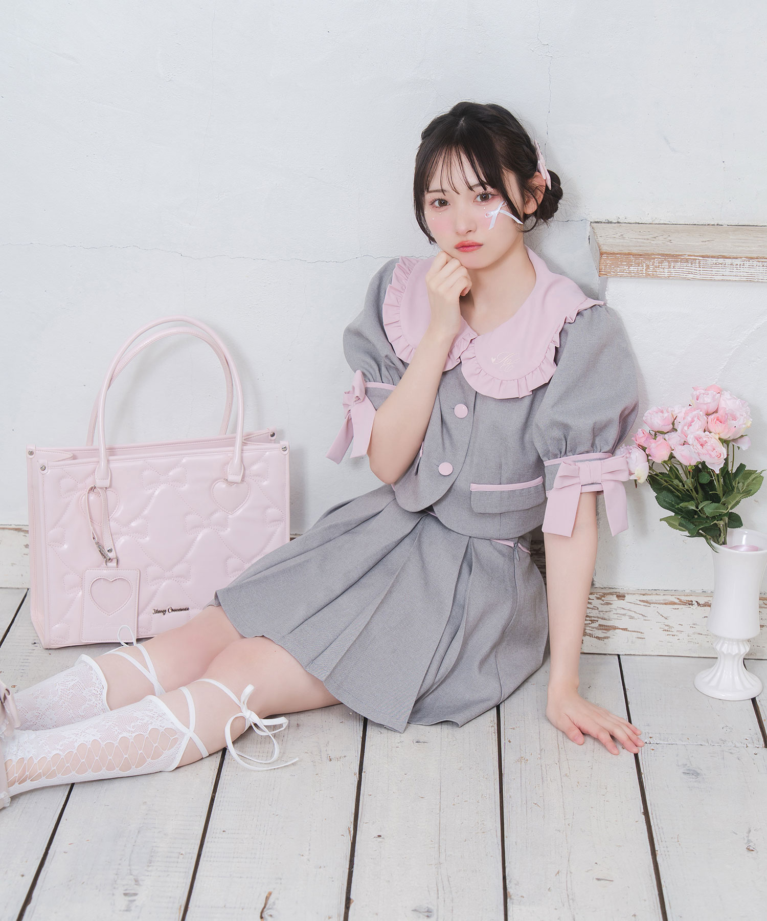 定期入れ付きキルティングトート