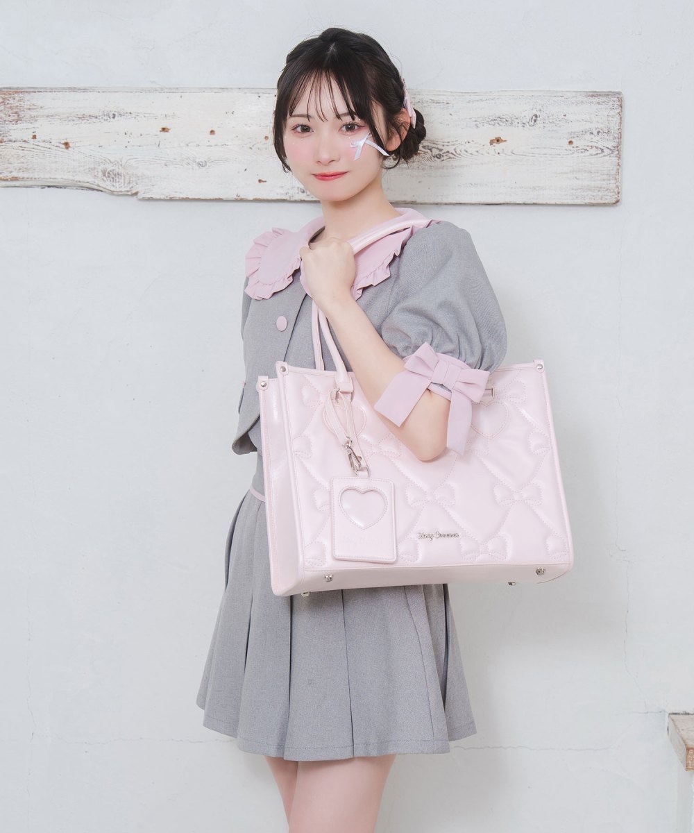 定期入れ付きキルティングトート