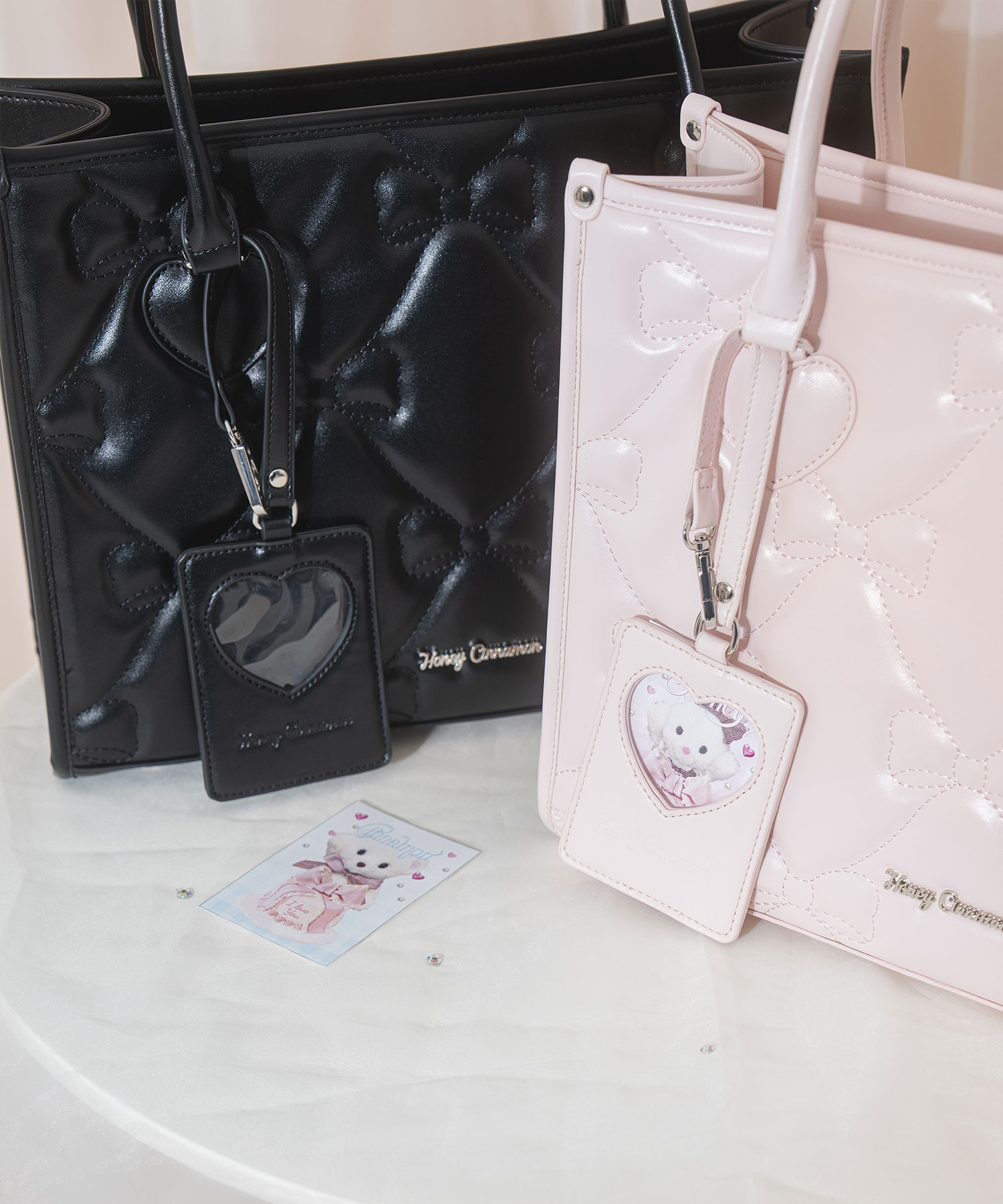 定期入れ付きキルティングトート