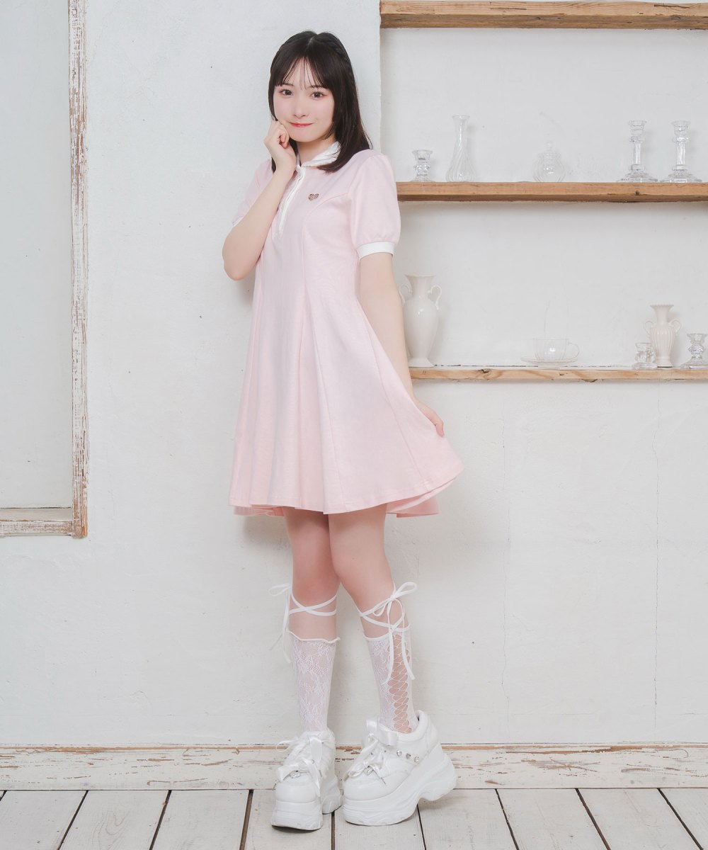 ロゴチャームAラインポロワンピース
