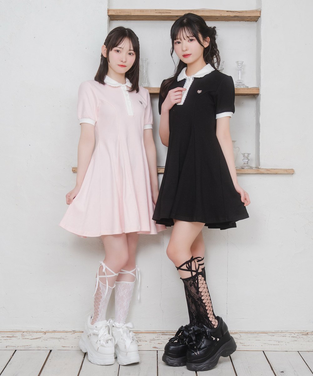 ロゴチャームAラインポロワンピース