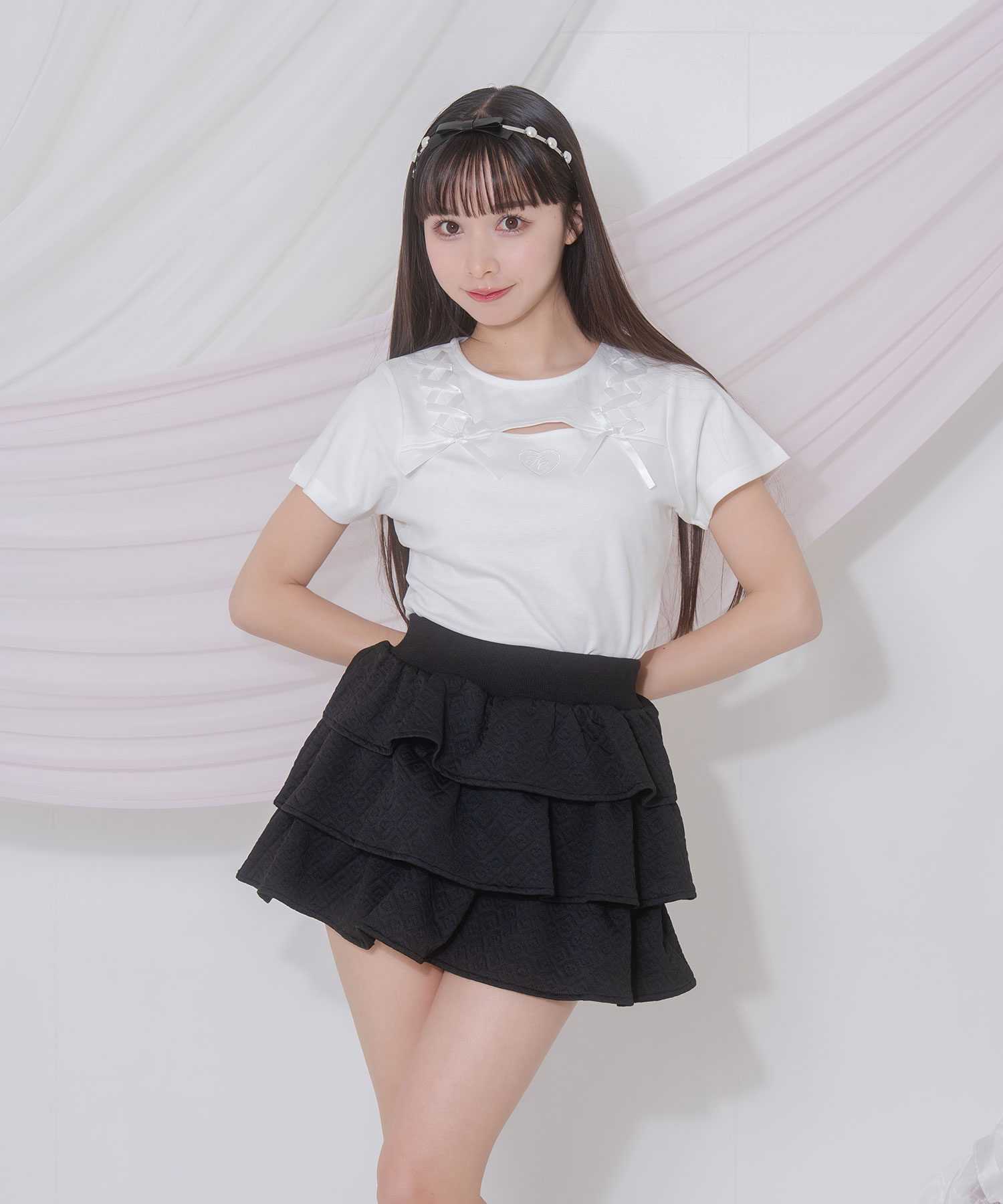 デコルテ空きレースアップミニT