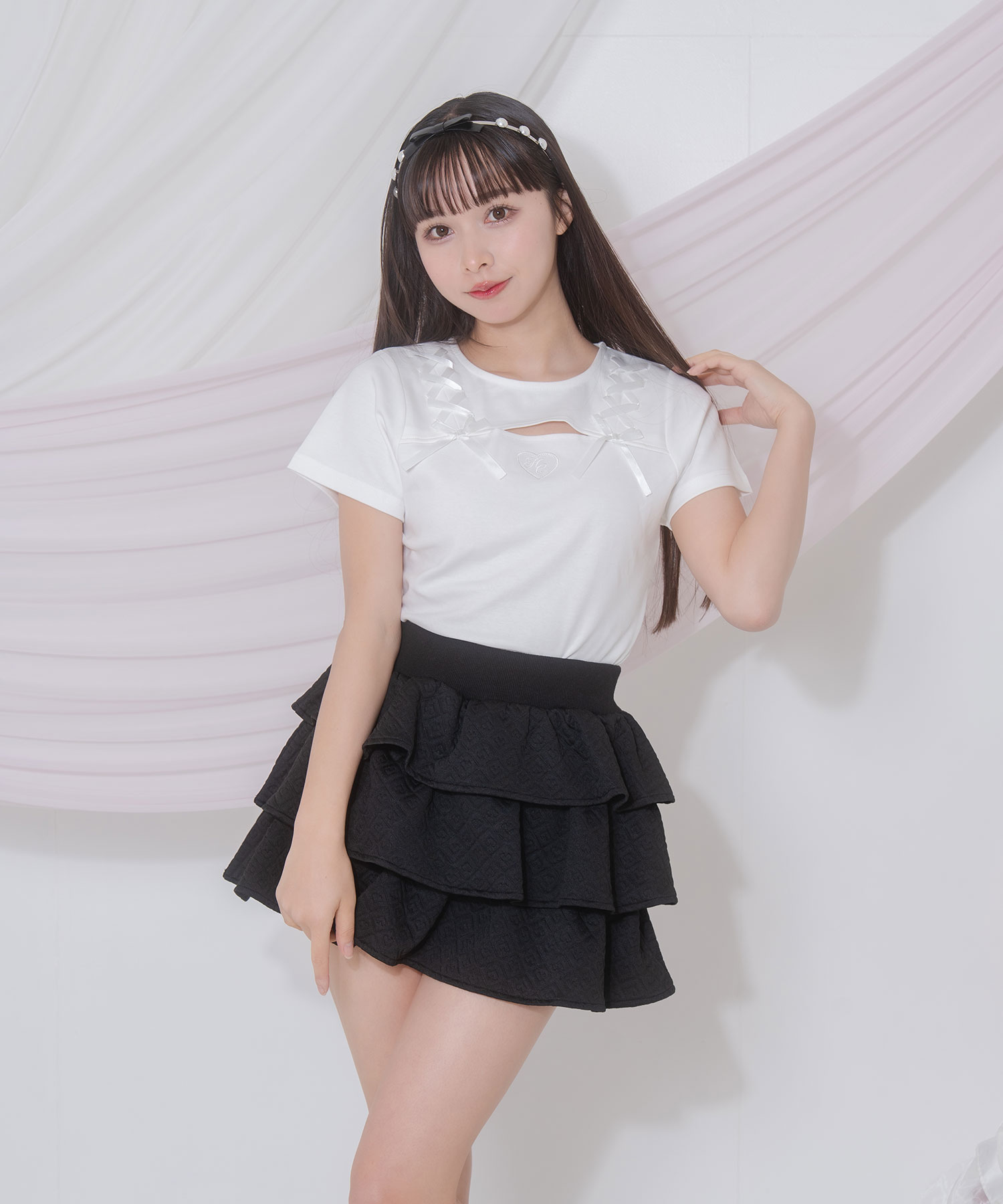 デコルテ空きレースアップミニT