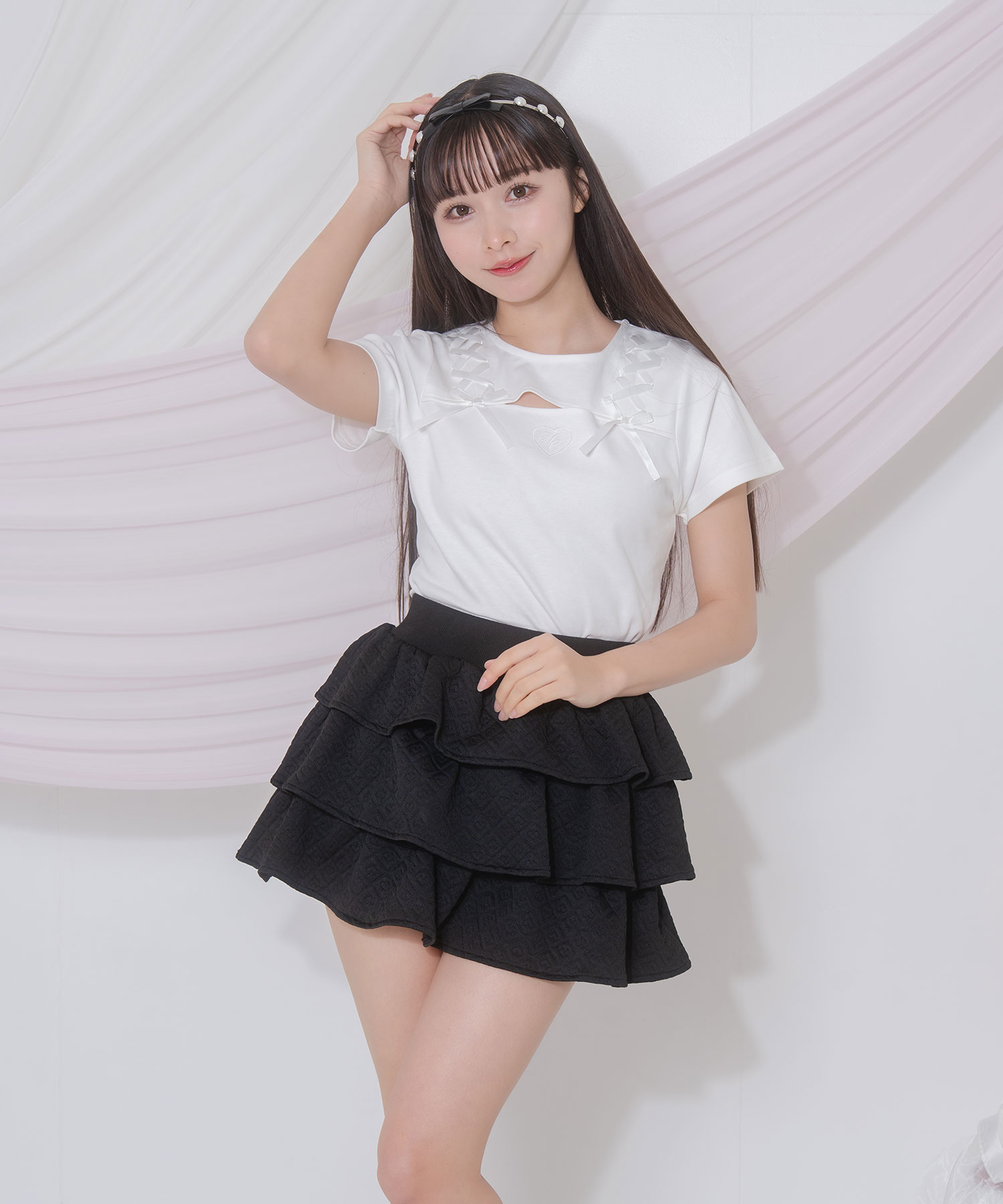 デコルテ空きレースアップミニT