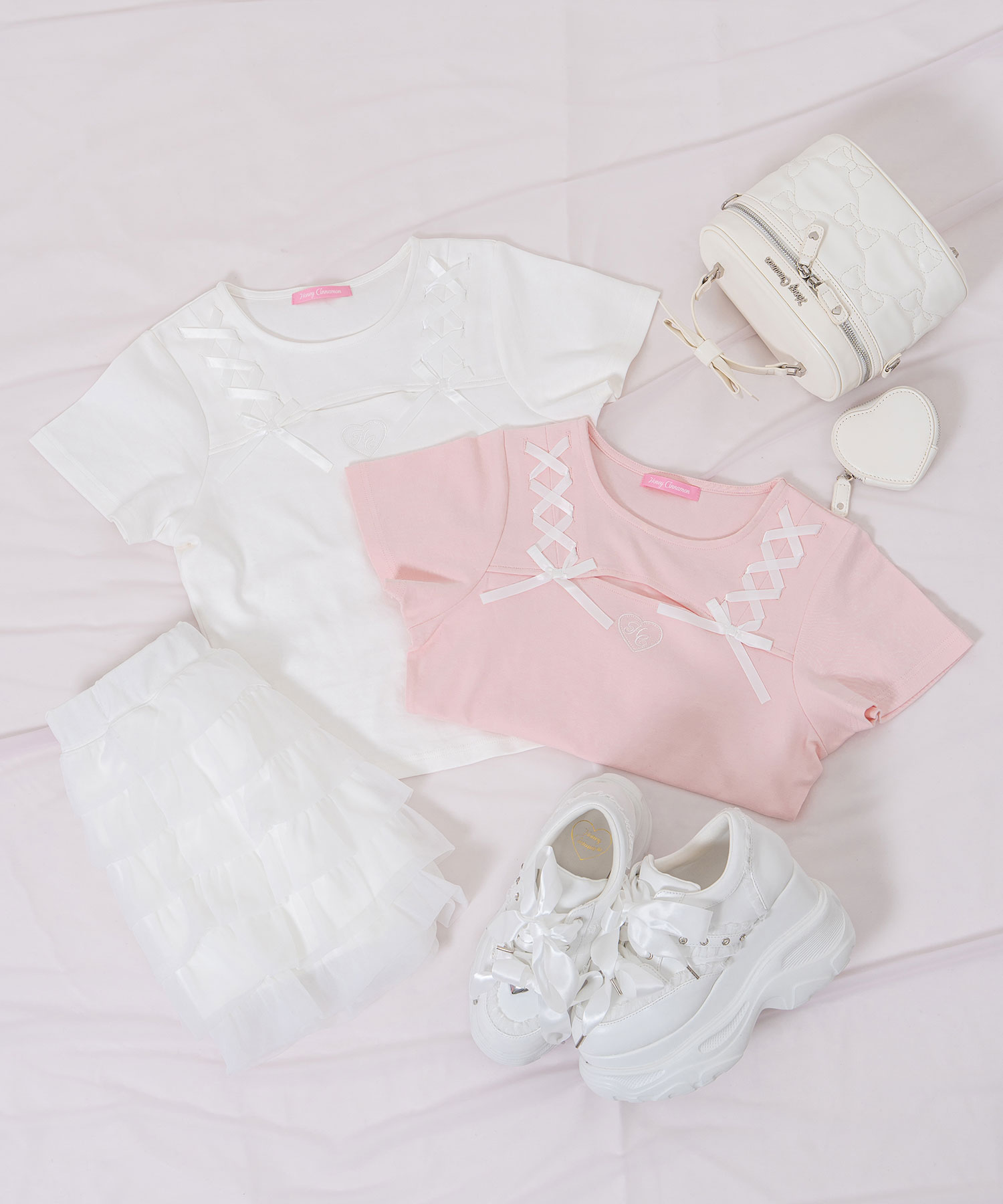 デコルテ空きレースアップミニT