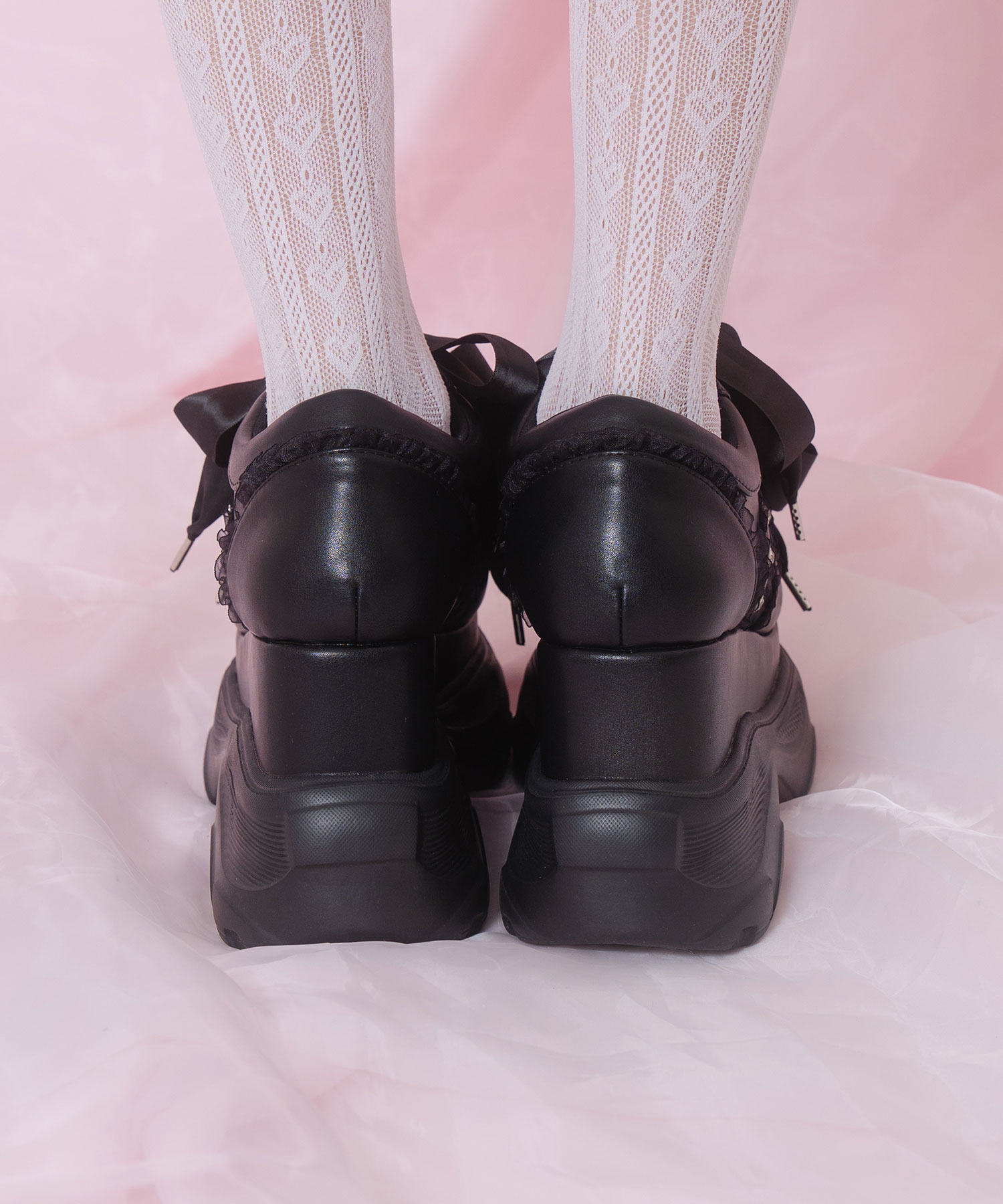 ダブルリボン厚底スニーカー