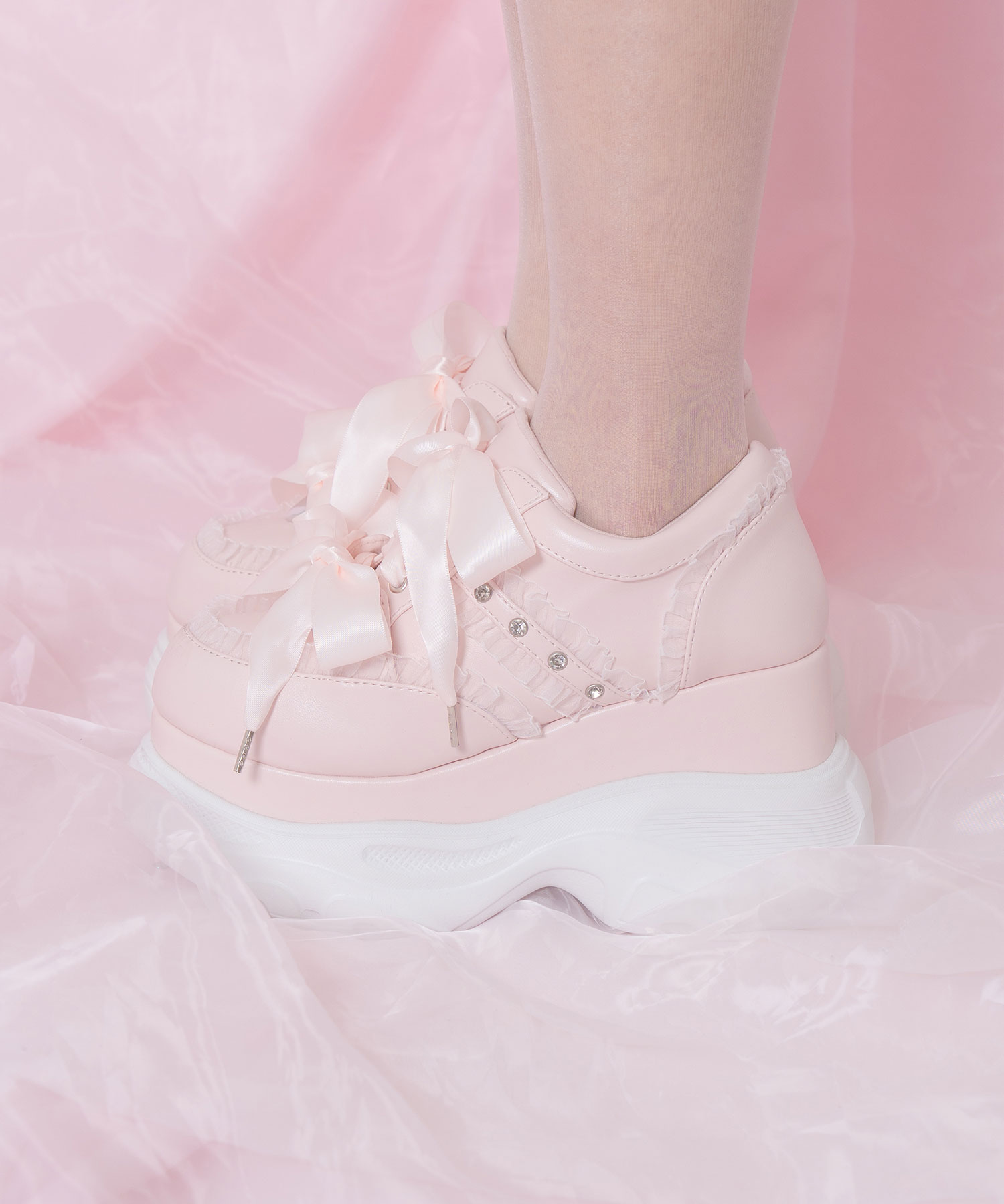 ダブルリボン厚底スニーカー